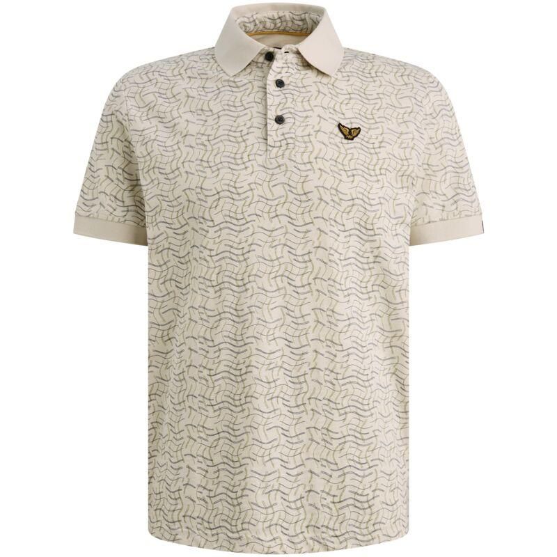 Pme Legend Short sleeve polo slub jersey aop Bone White 00115837-7013