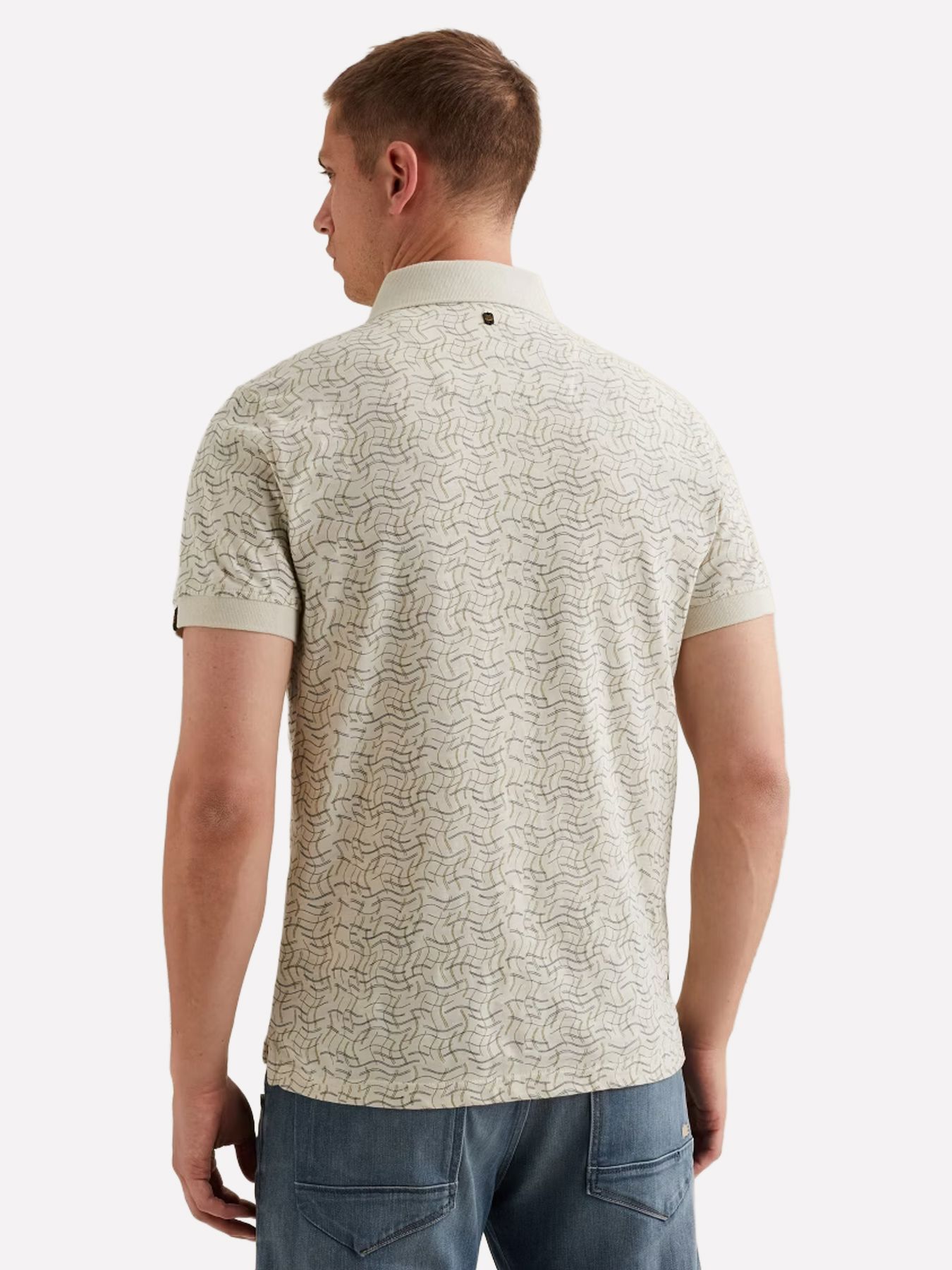 Pme Legend Short sleeve polo slub jersey aop Bone White 2900161472013