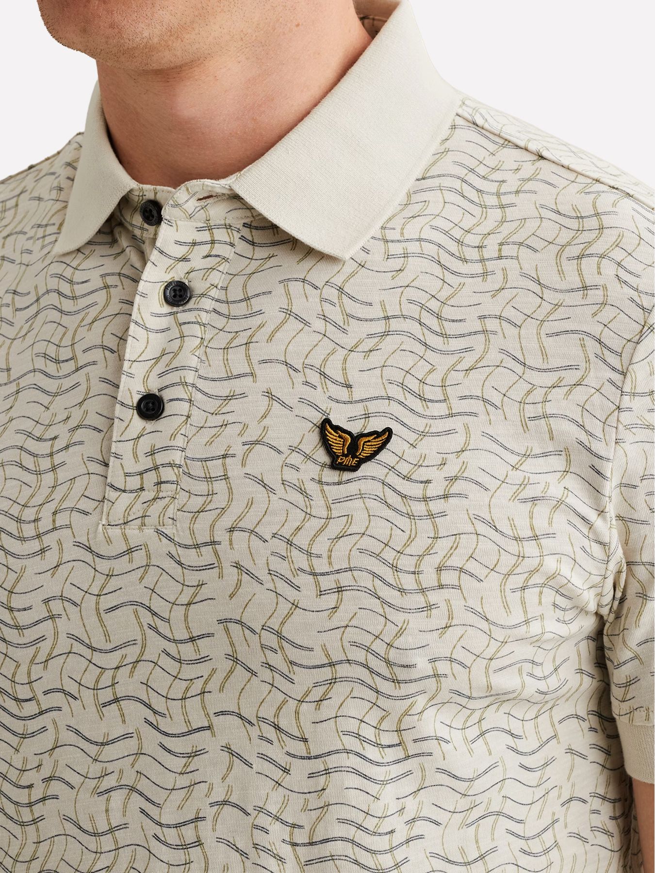 Pme Legend Short sleeve polo slub jersey aop Bone White 2900161472013