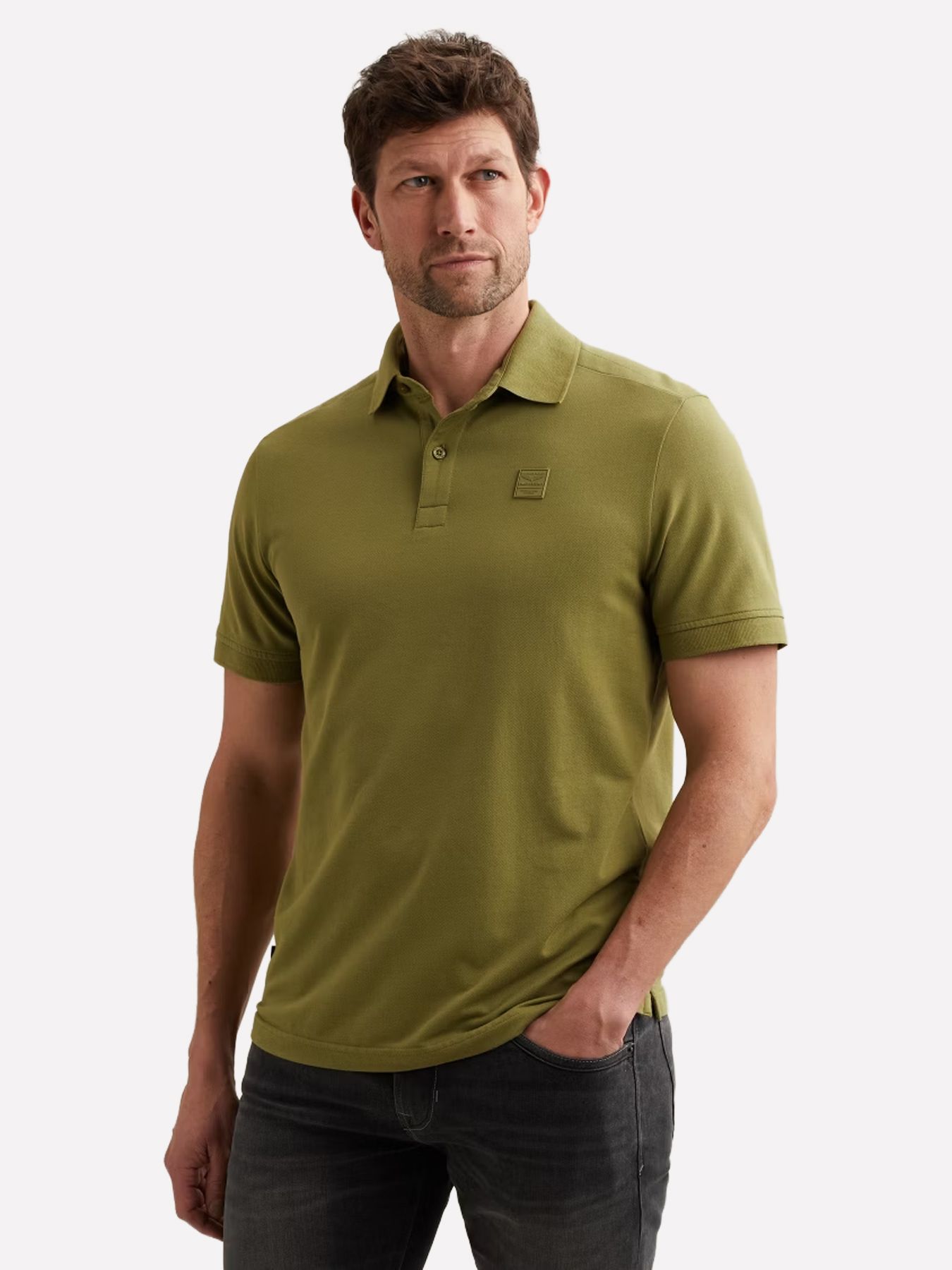 Pme Legend Short sleeve polo stretch pique bl Mosstone 00115838-6394