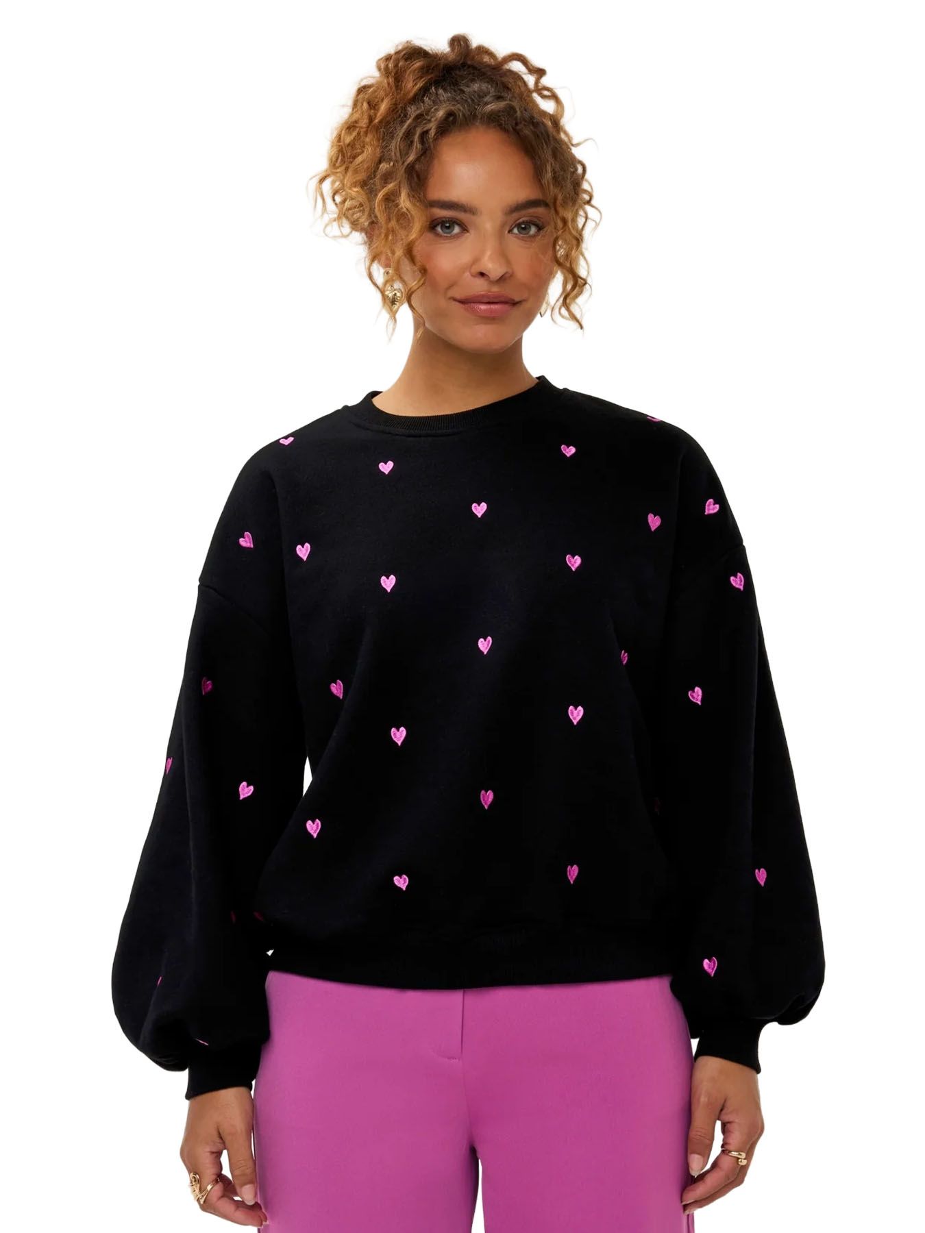 Ydence Sweater Hearts Black/Fuchsia 2900161488069