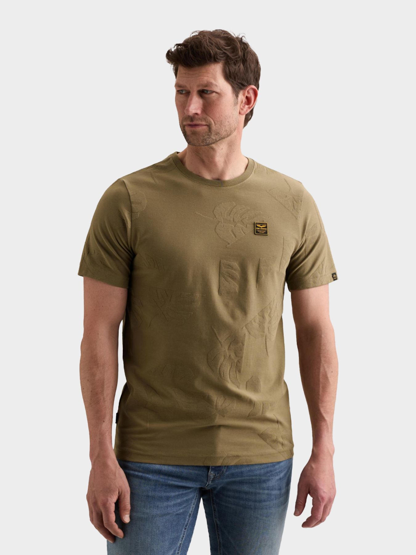 Pme Legend Short sleeve r-neck jacquard jerse Dusky Green 00115855-6389