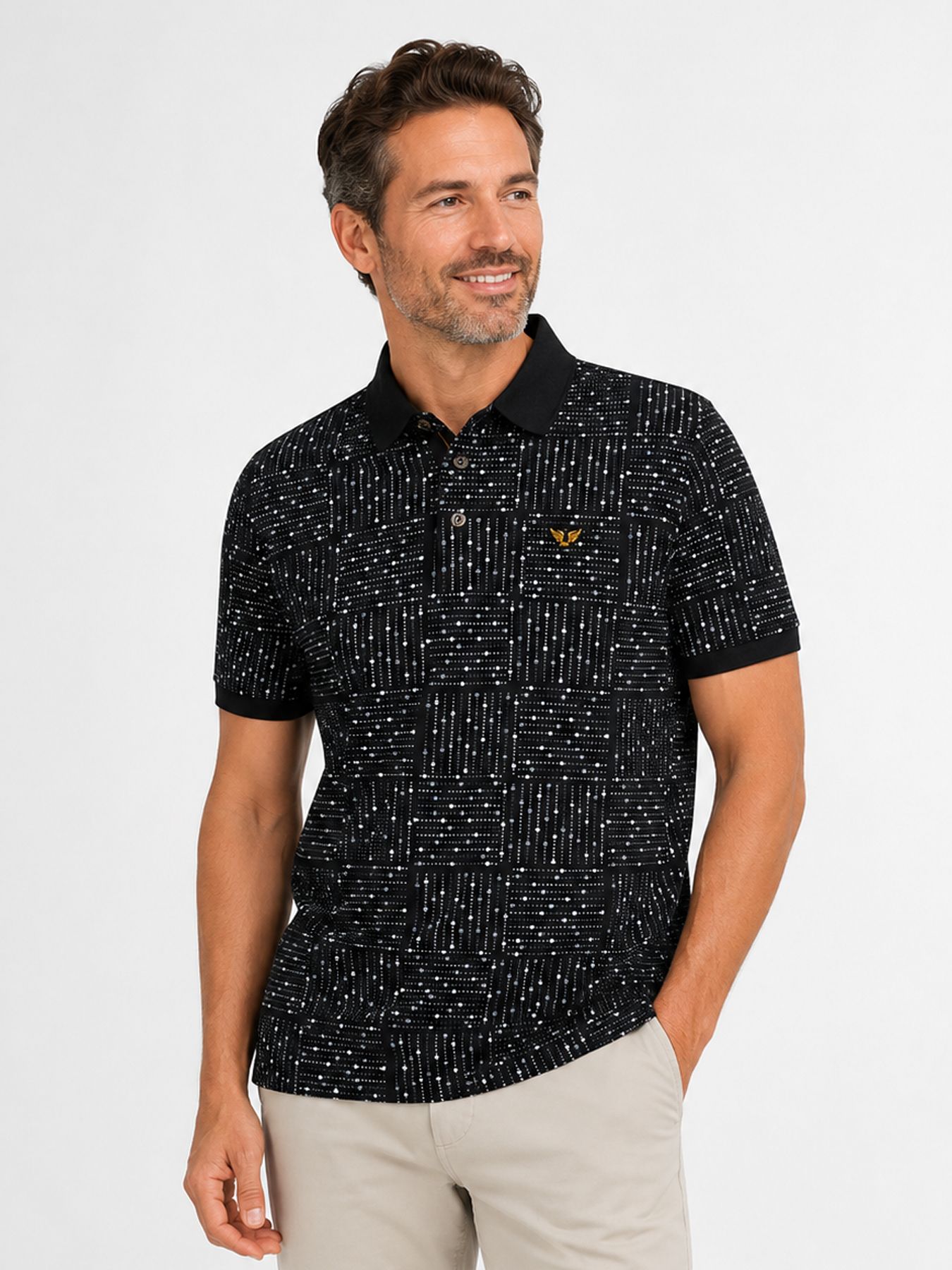 Pme Legend Short sleeve polo printed fine piq Carbon 00115856-5282