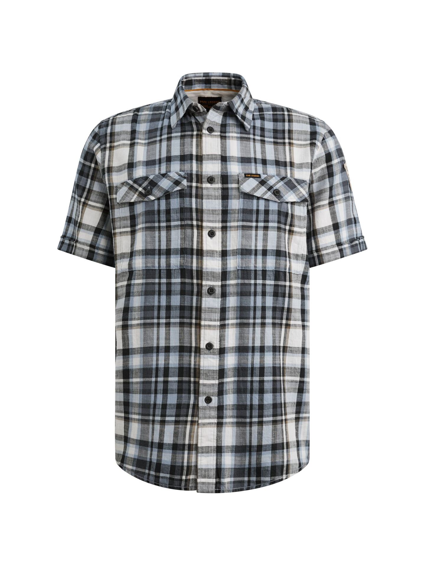 Pme Legend Short Sleeve Shirt Slub Check Vintage Indigo 00115859-5301