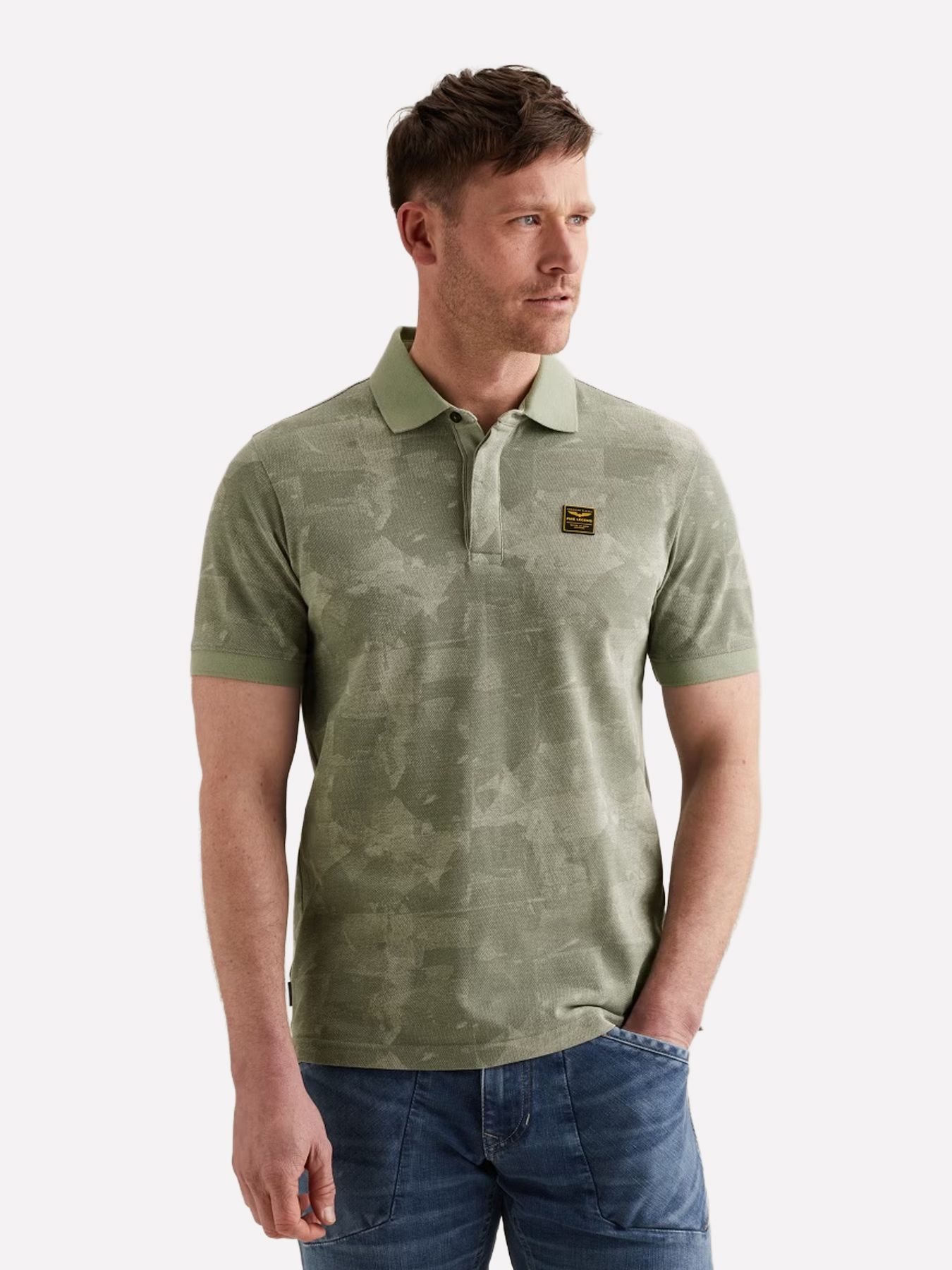 Pme Legend Short sleeve polo printed two tone Iceberg Green 2900161522039