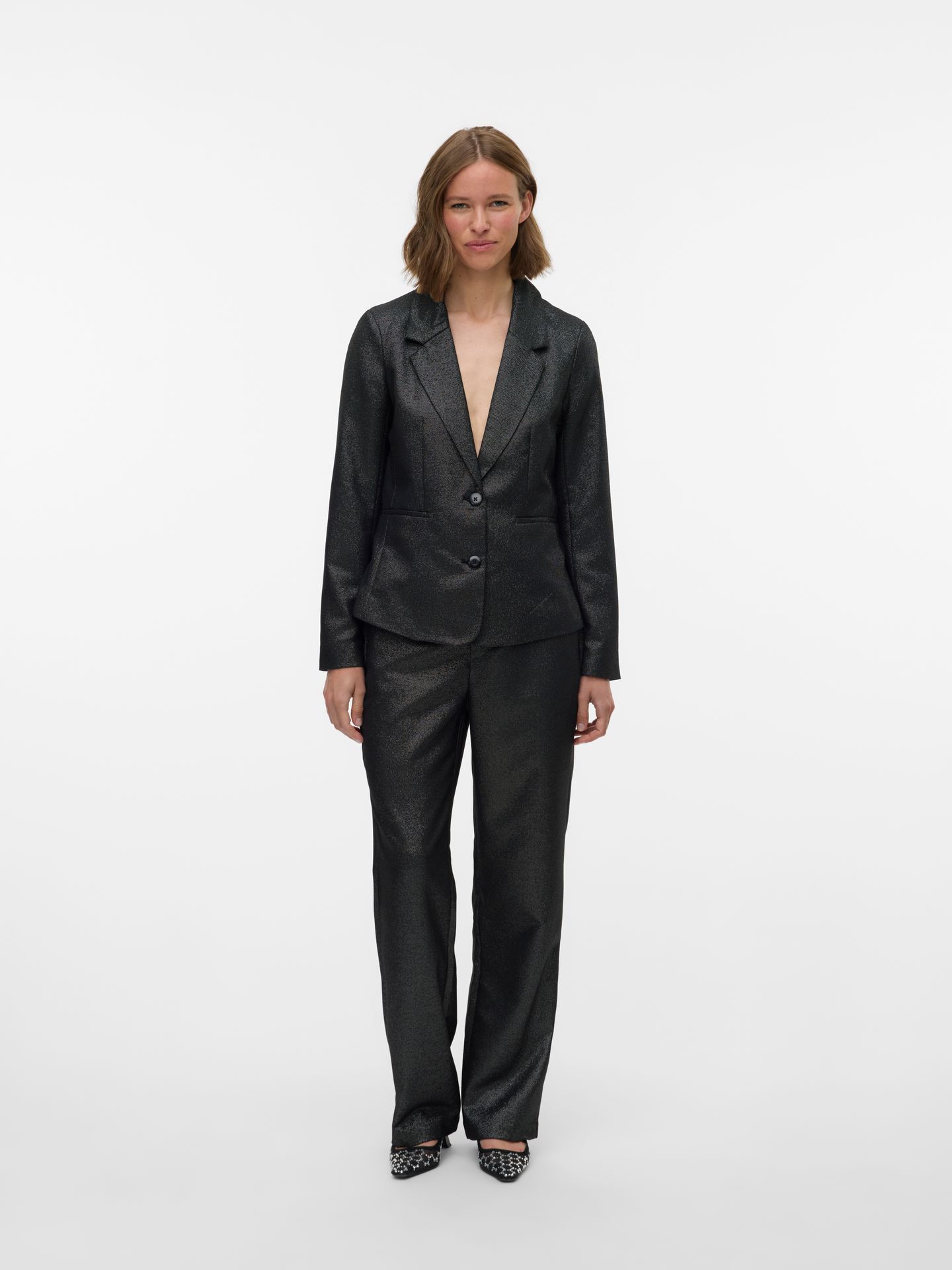 Vero Moda VMSAFINA LS FITTED SHINY BLAZER Black/COATED 2900161539013 Vero Moda VMSAFINA LS FITTED SHINY BLAZER Black/COATED 2900161539013