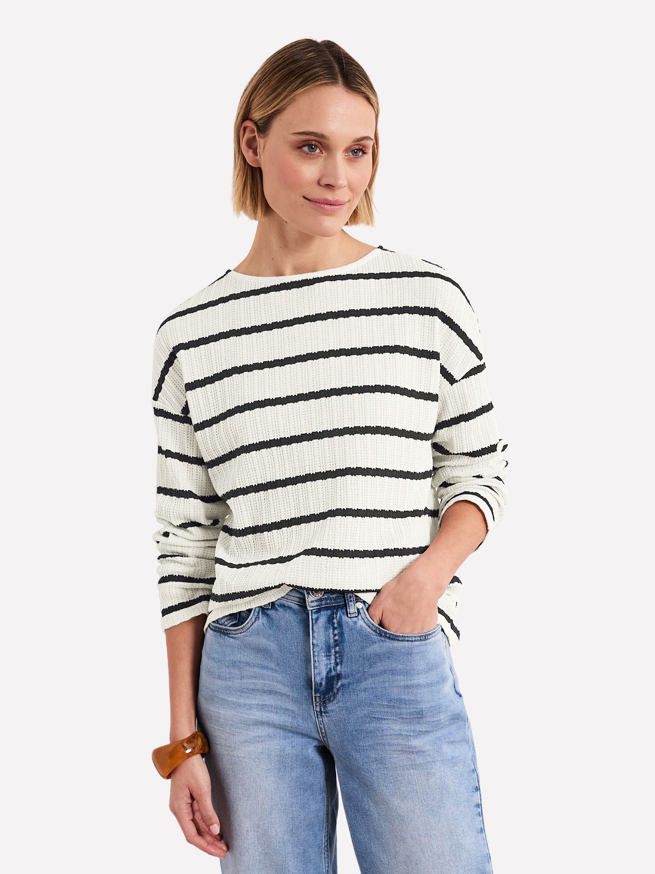 Street-One A324785 striped knit look shirt shadowed navy 2900161682030