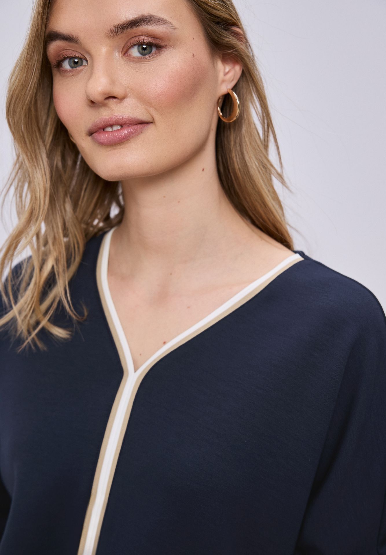 Street-One A324793 shirt w.striped panel shadowed navy 2900161691032