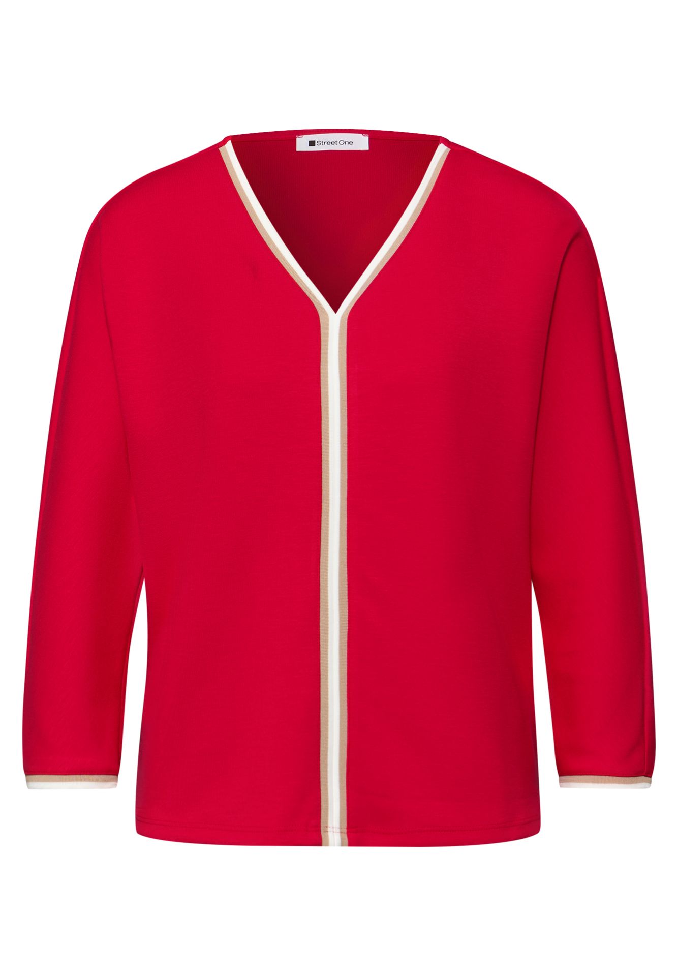 Street-One A324793 shirt w.striped panel salsa red 00115941-EKA19000200000925