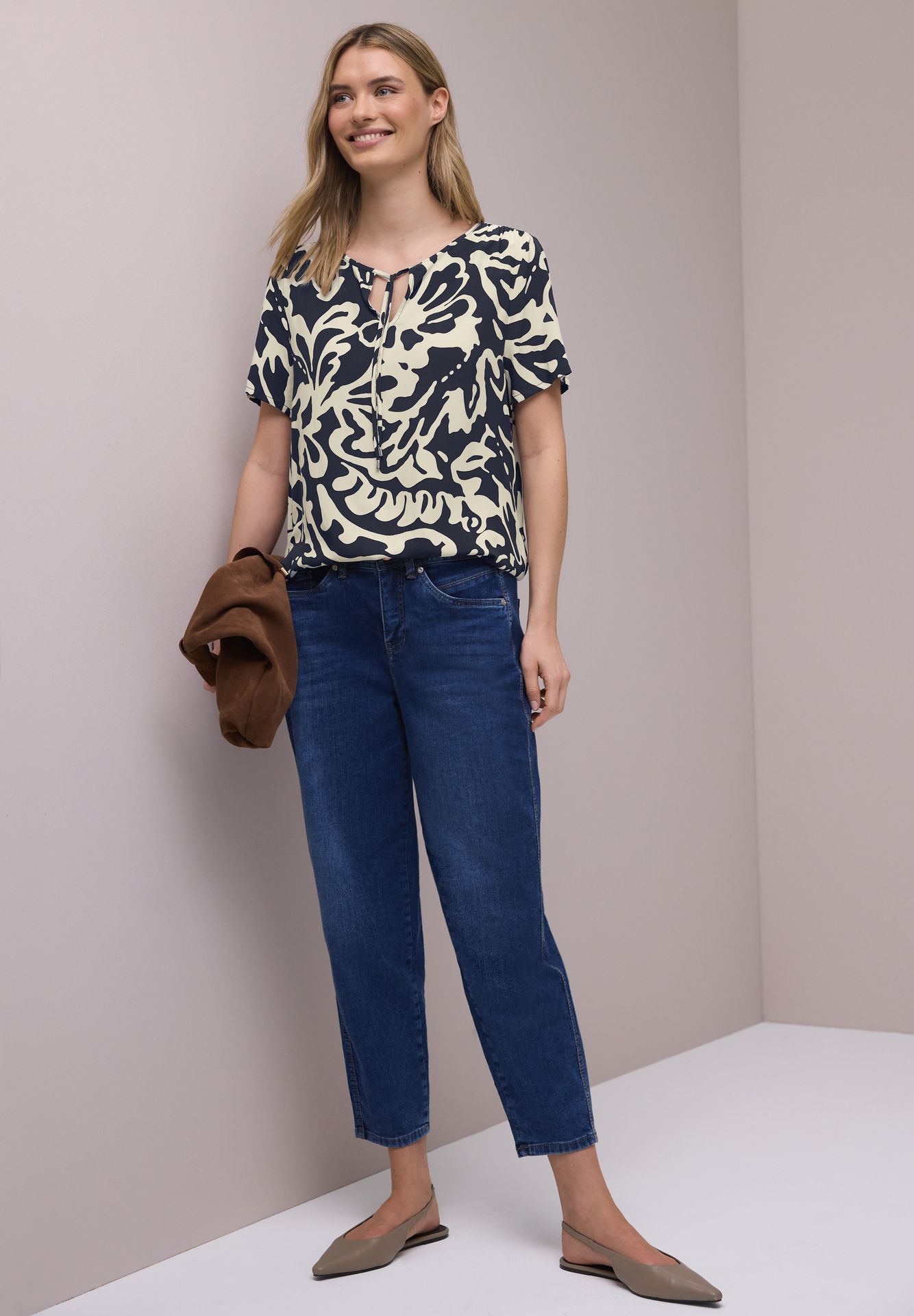 Street-One A346429 Shirtblouse w string detail shadowed navy 2900161717046