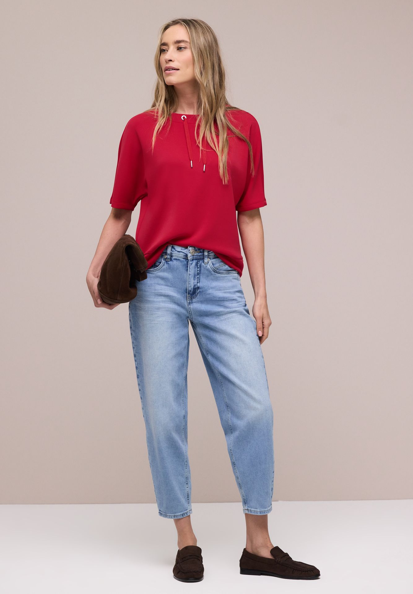 Street-One A324797 LTD QR silk look shirt w.dr salsa red 2900161790056