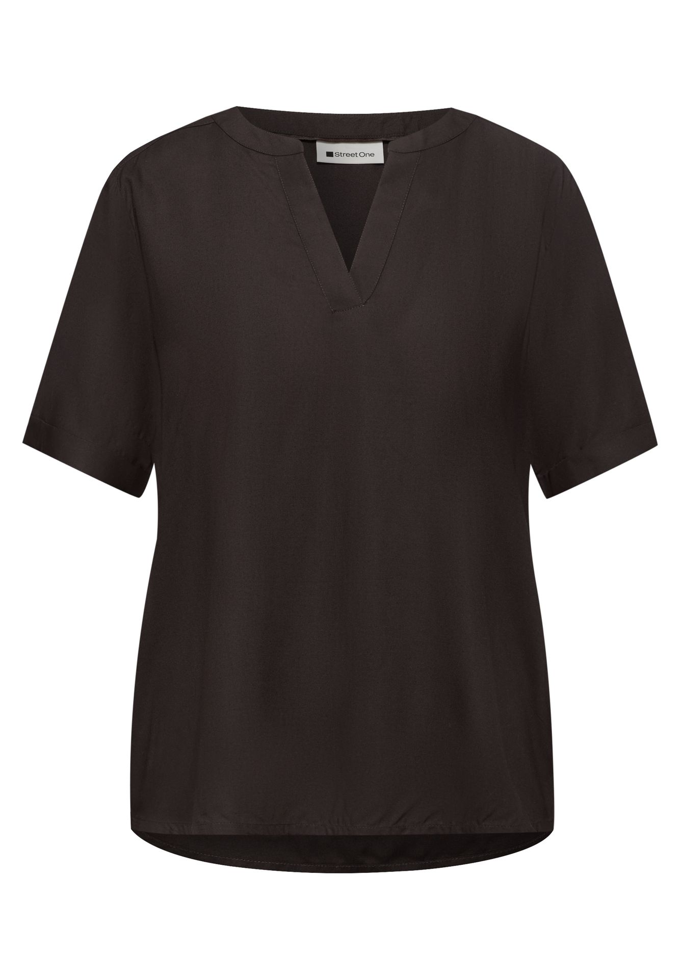 Street-One A346422 QR Splitneck blouse w turn- espresso brown 00116005-EKA19000200000886