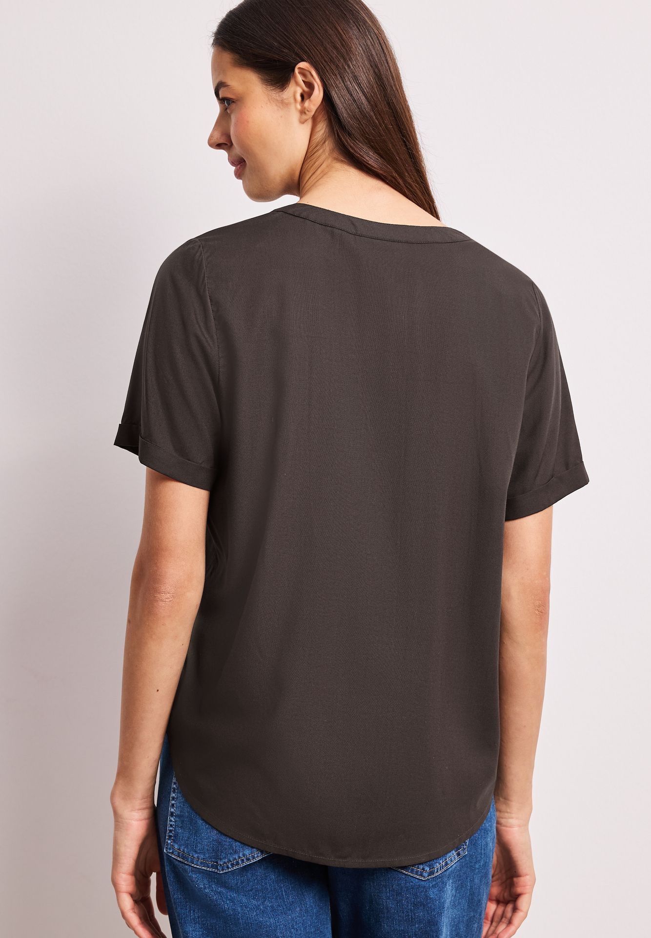 Street-One A346422 QR Splitneck blouse w turn- espresso brown 2900162186025