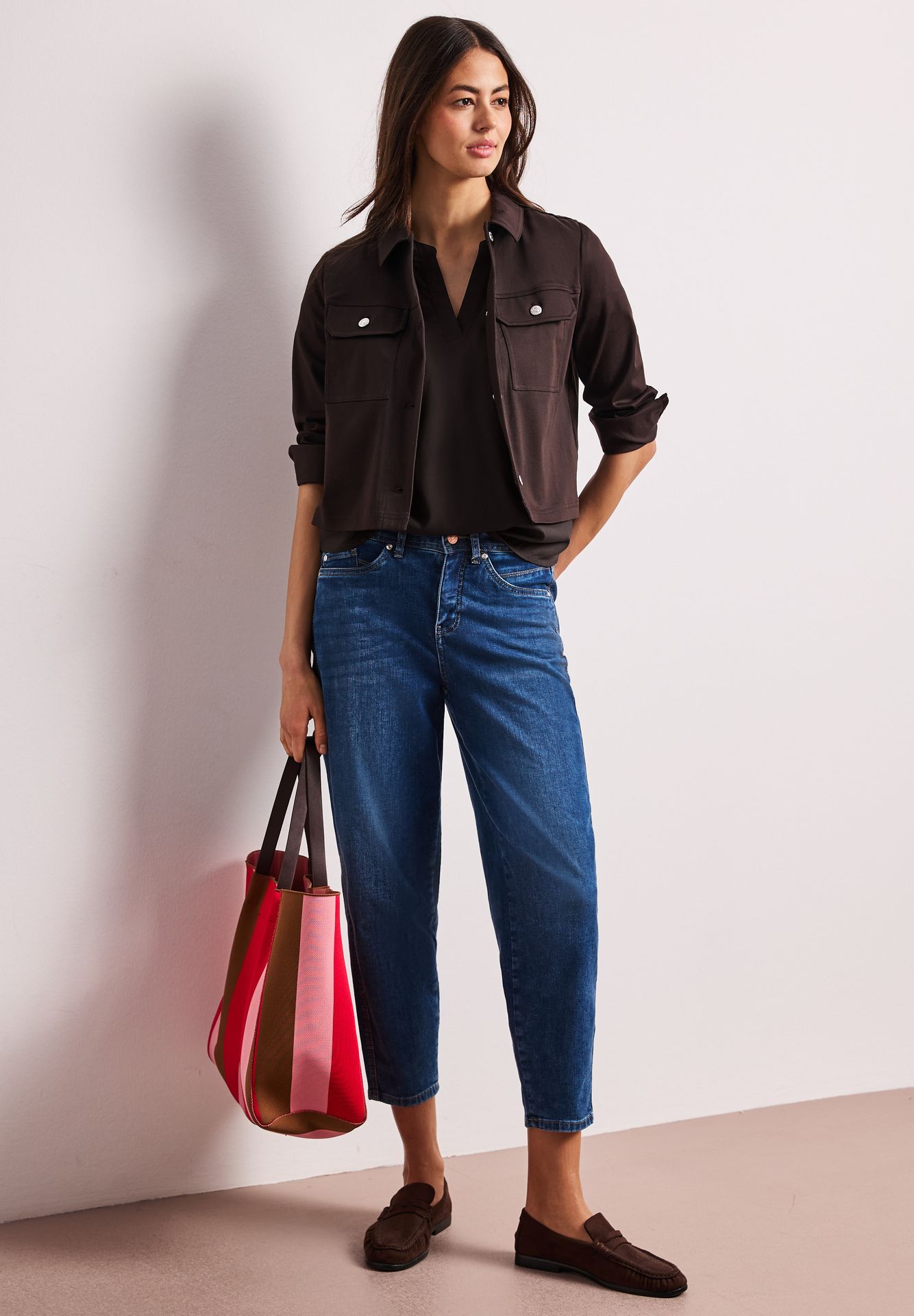 Street-One A346422 QR Splitneck blouse w turn- espresso brown 2900162186025