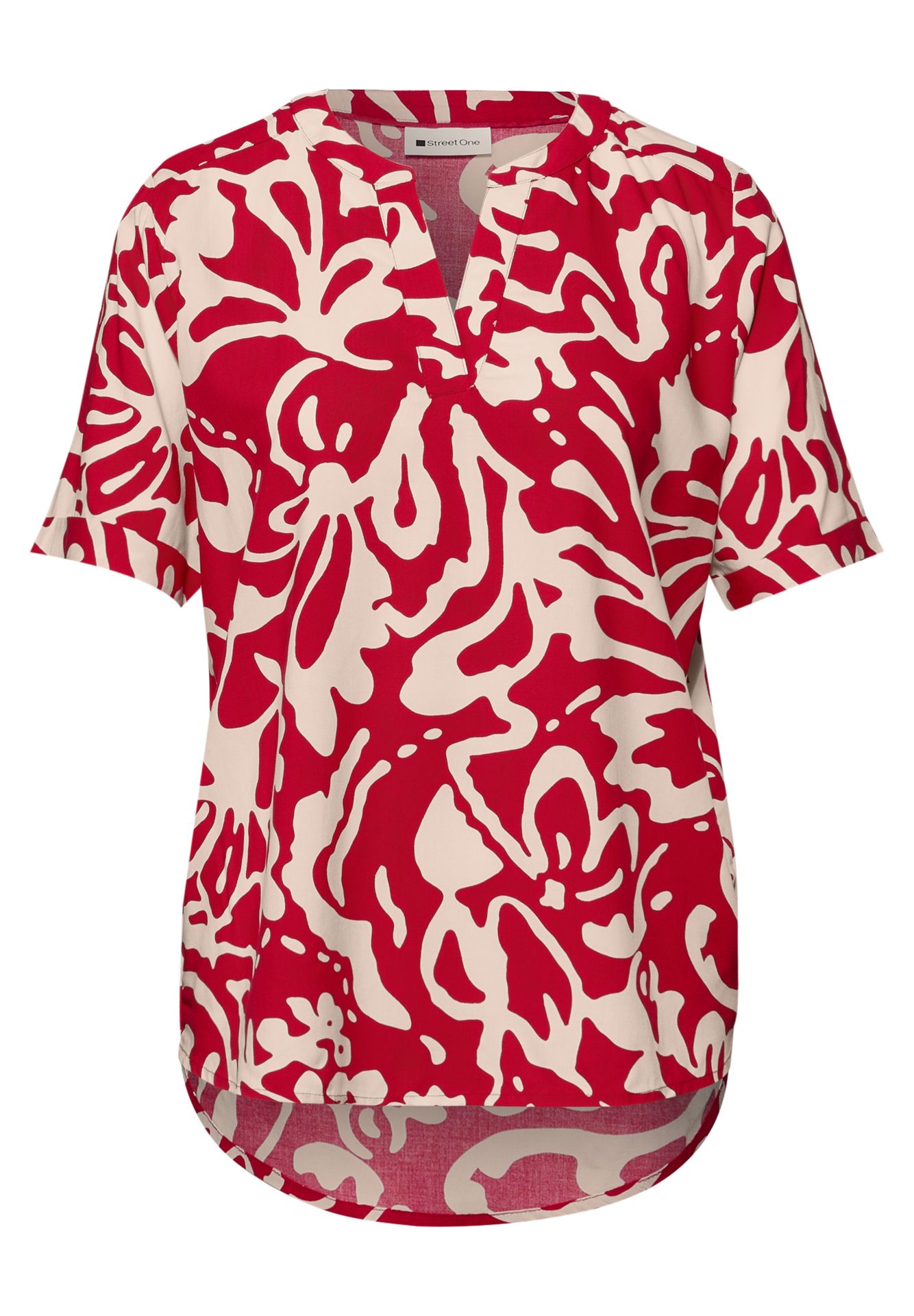 Street-One A346425 LTD QR Splitneck blouse w t salsa red 00116006-EKA19000200000925