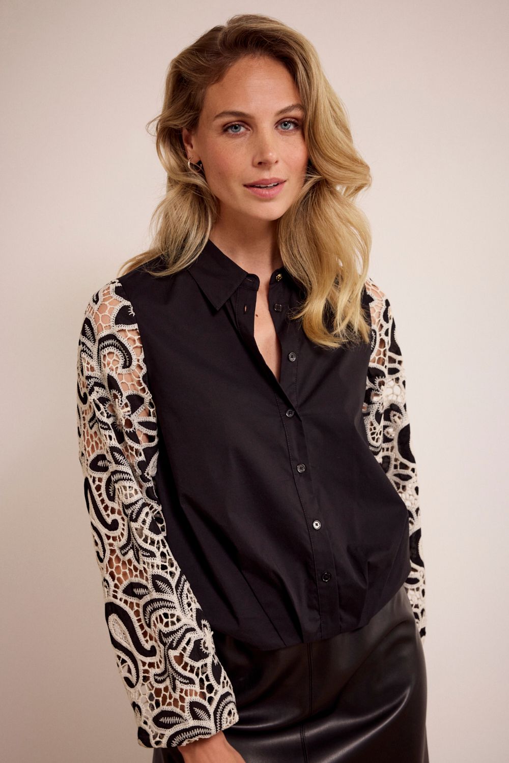 Tramontana Embroidered Sleeve Blouse Black 009000 2900161883031