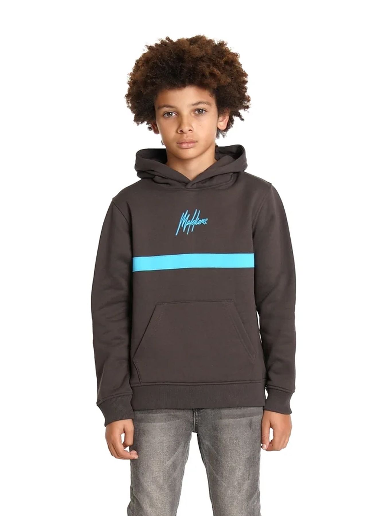 Malelions Junior Tube hoodie Graphite/bright blue 00116078-1022