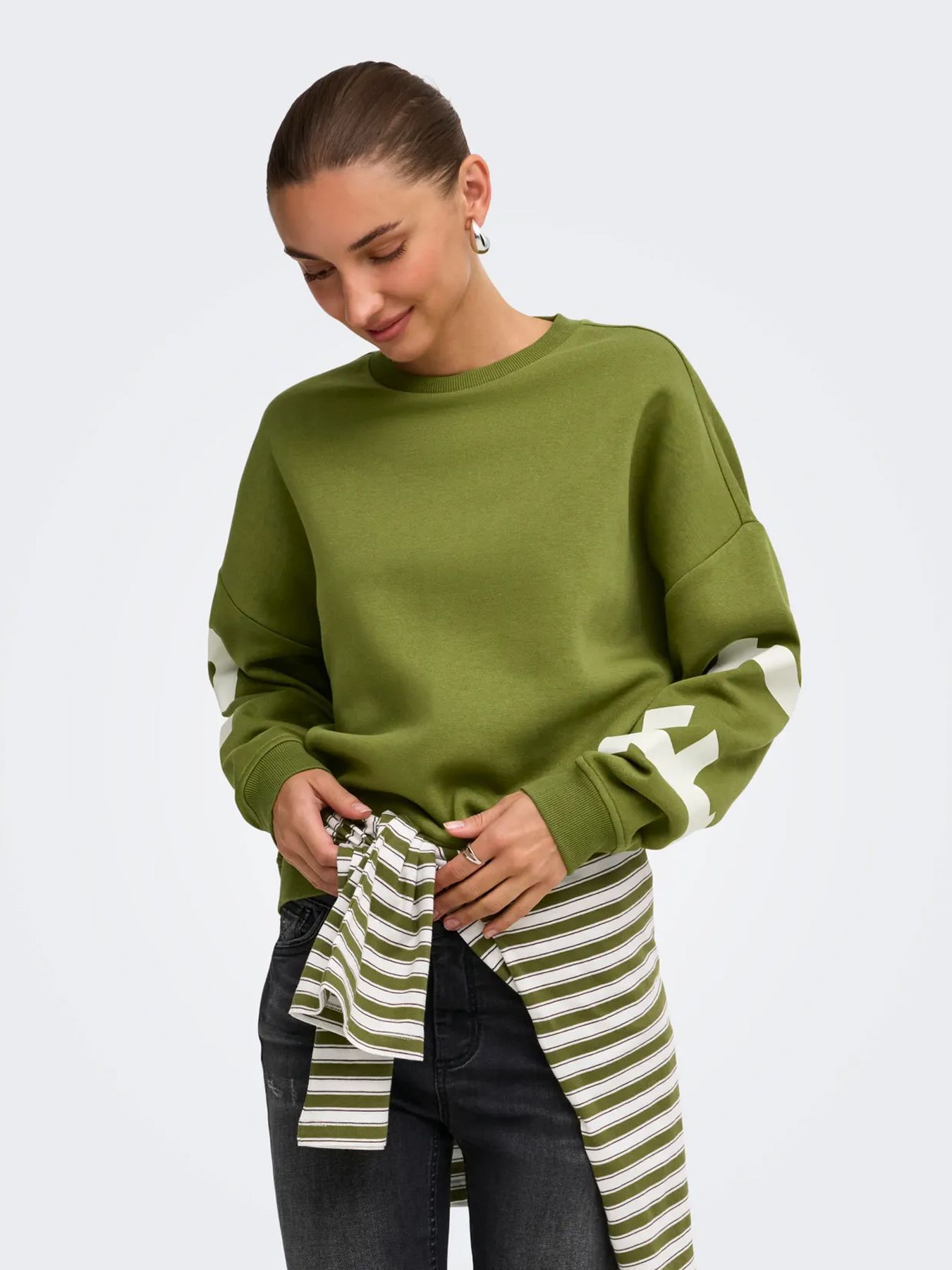 Only ONLSWEAT L/S BACK/SLEEVE PRINT SWT Peat Moss/BIRCH FLORIDA PRINT 00116084-EKA26011400003696
