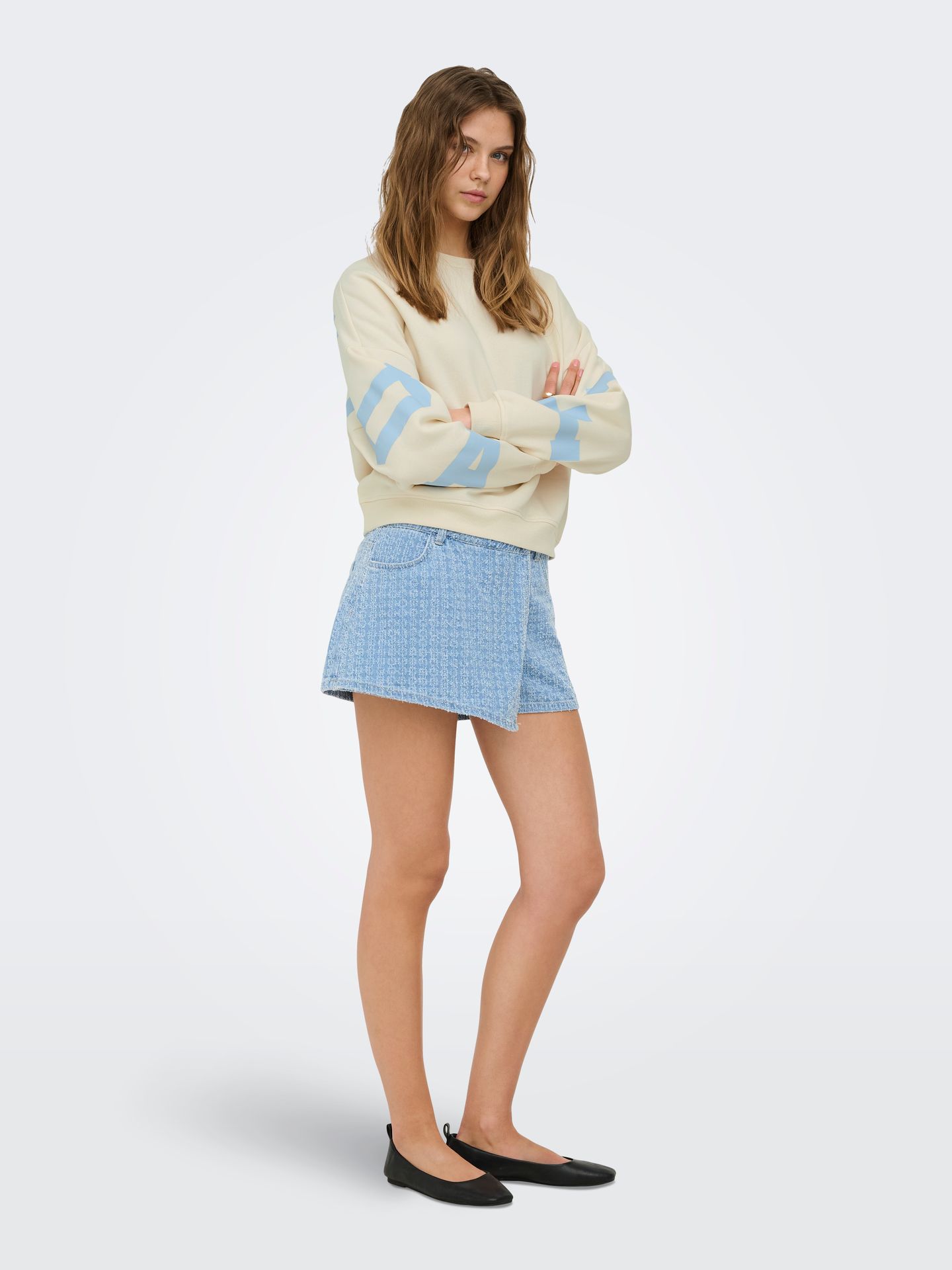Only ONLSWEAT L/S BACK/SLEEVE PRINT SWT Birch/W. Melange 2900162793018