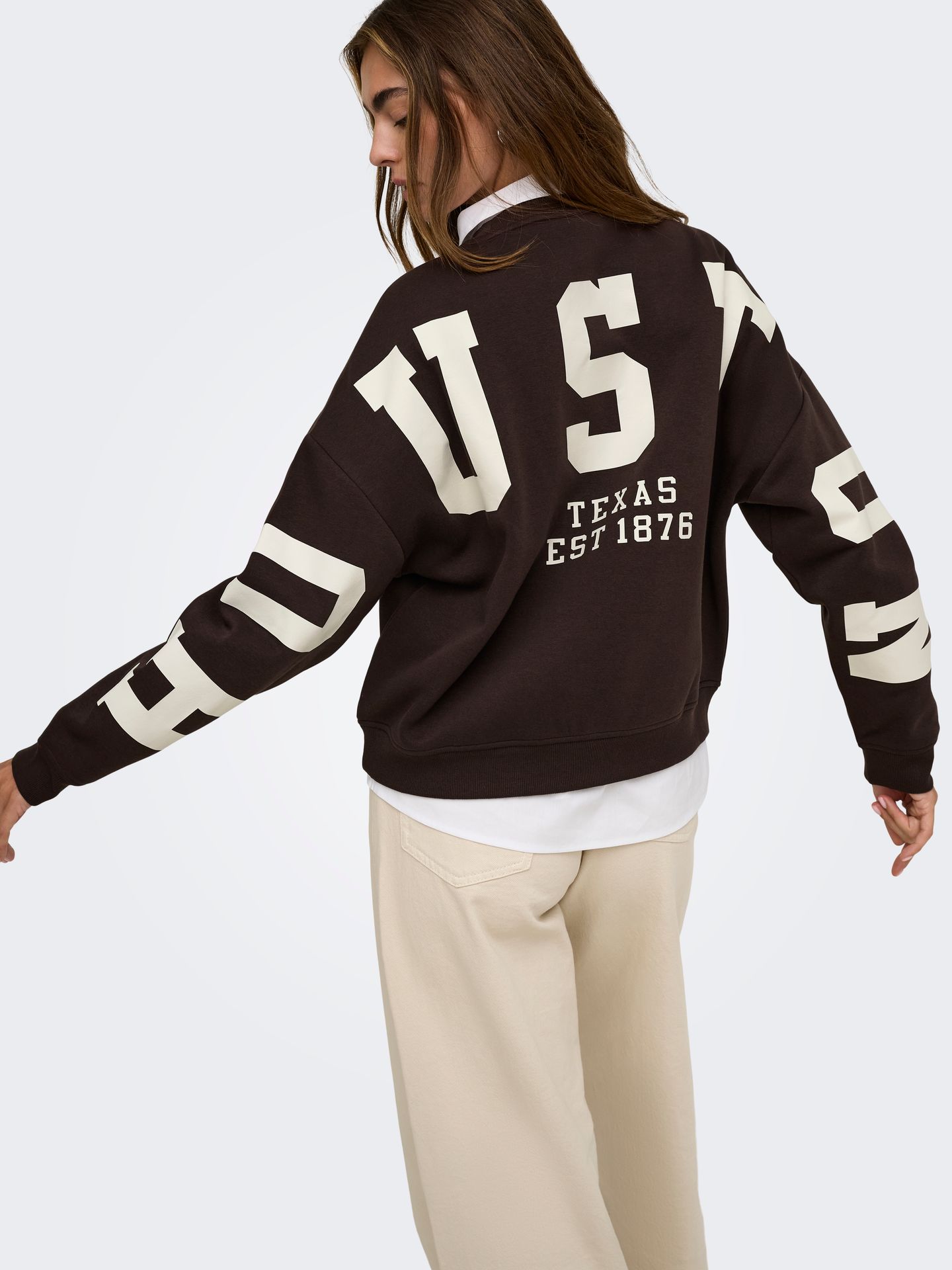Only ONLSWEAT L/S BACK/SLEEVE PRINT SWT Coffee Bean/Paris 2900168746056