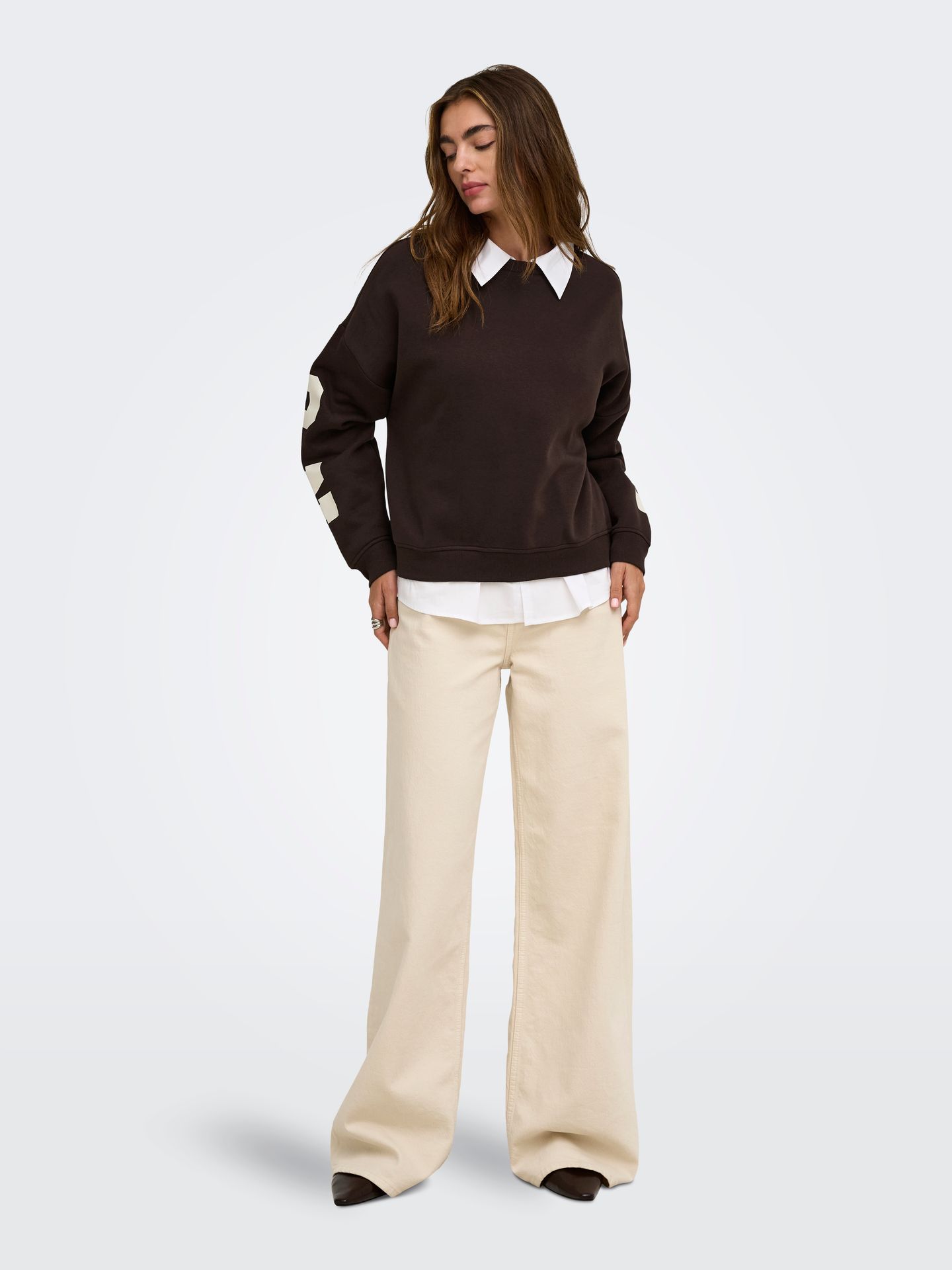 Only ONLSWEAT L/S BACK/SLEEVE PRINT SWT Coffee Bean/Paris 2900168746056