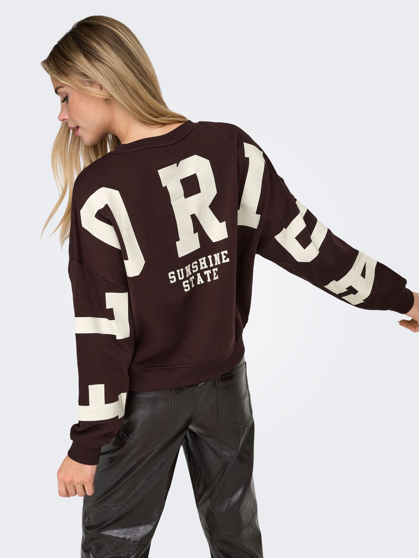 Only ONLSWEAT L/S BACK/SLEEVE PRINT SWT Vineyard Wine/BIRCH FLORIDA PRINT 2900168738020