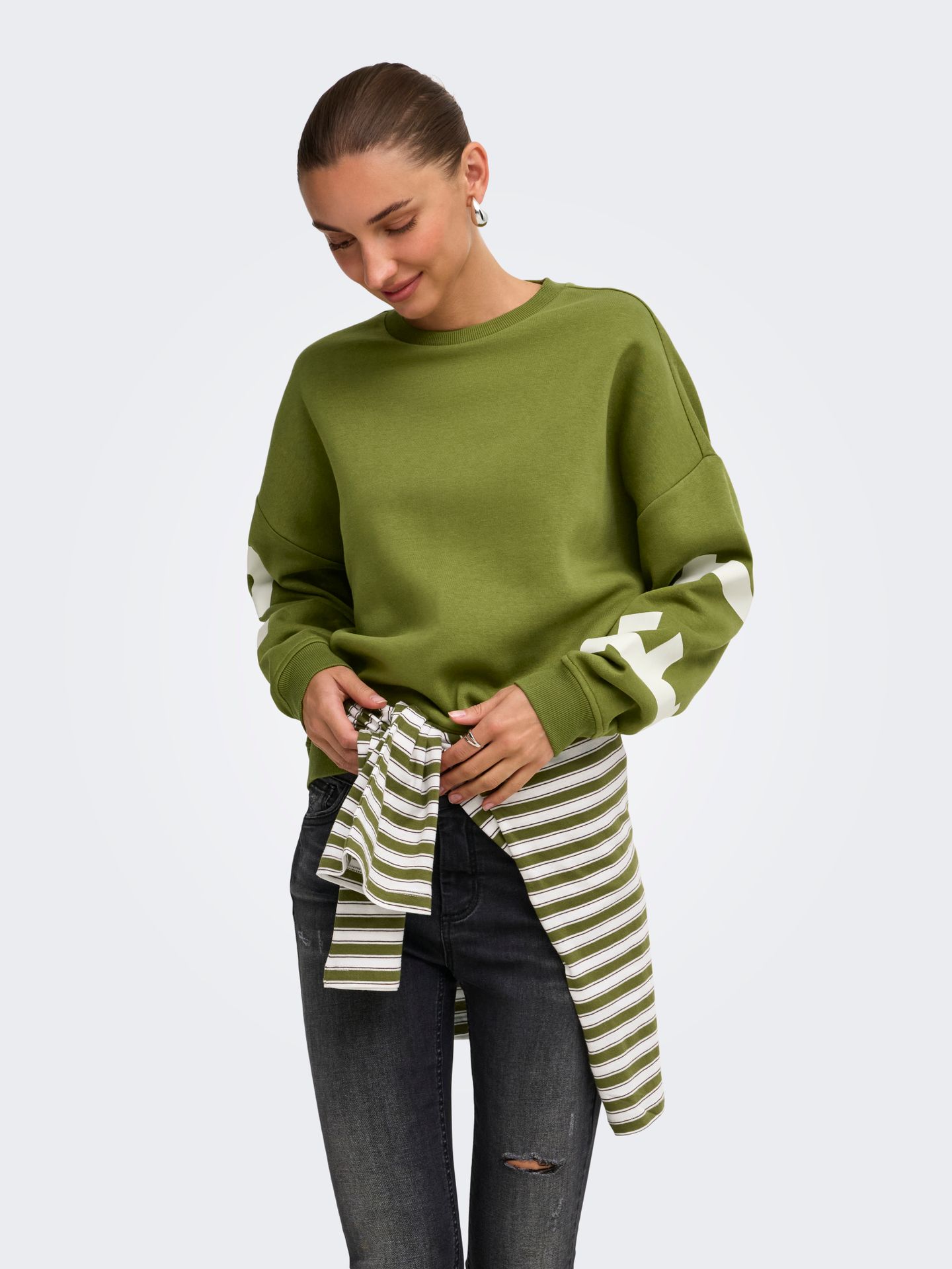 Only ONLSWEAT L/S BACK/SLEEVE PRINT SWT Peat Moss/BIRCH FLORIDA PRINT 2900168752033