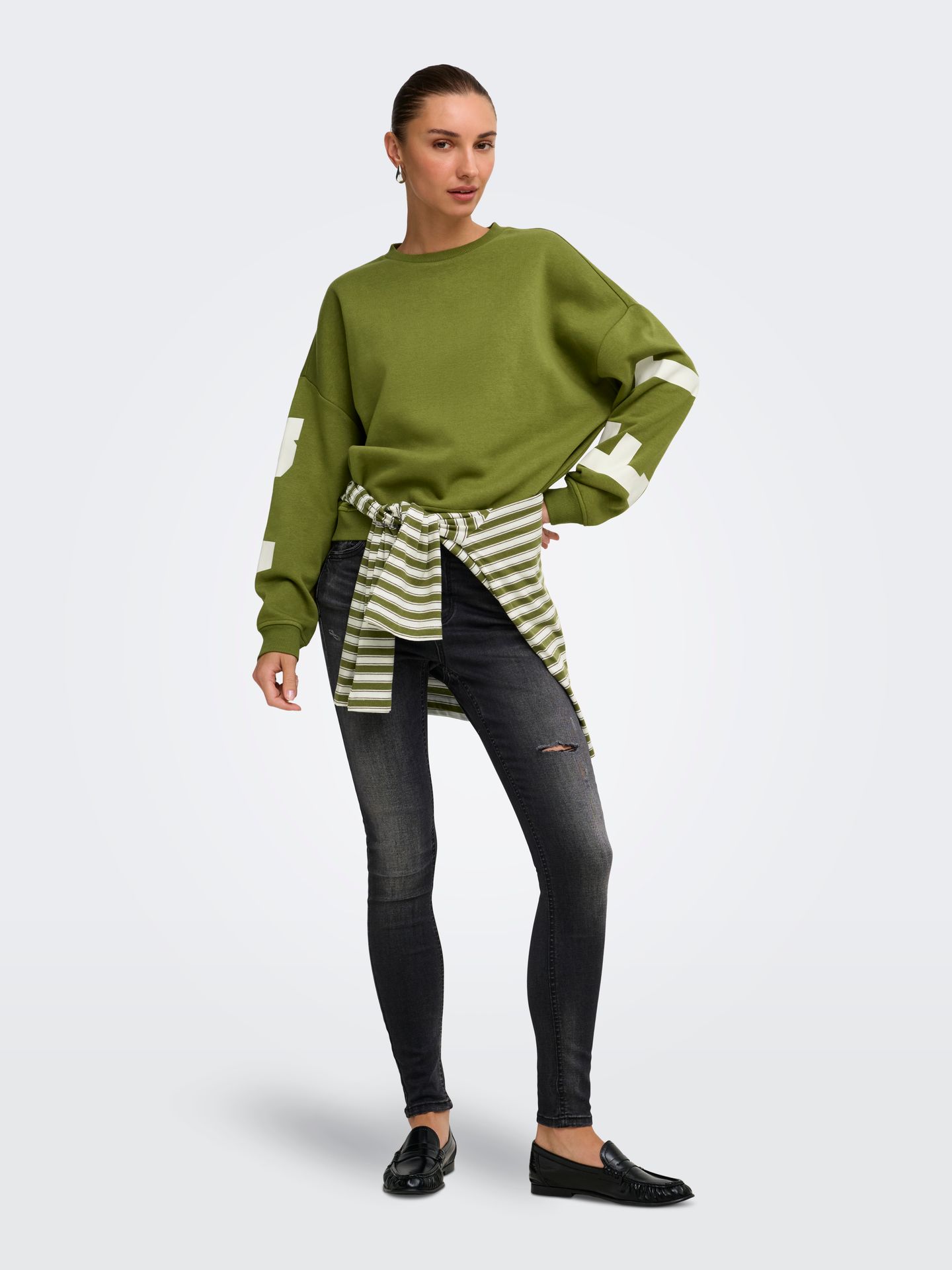 Only ONLSWEAT L/S BACK/SLEEVE PRINT SWT Peat Moss/BIRCH FLORIDA PRINT 2900168752033