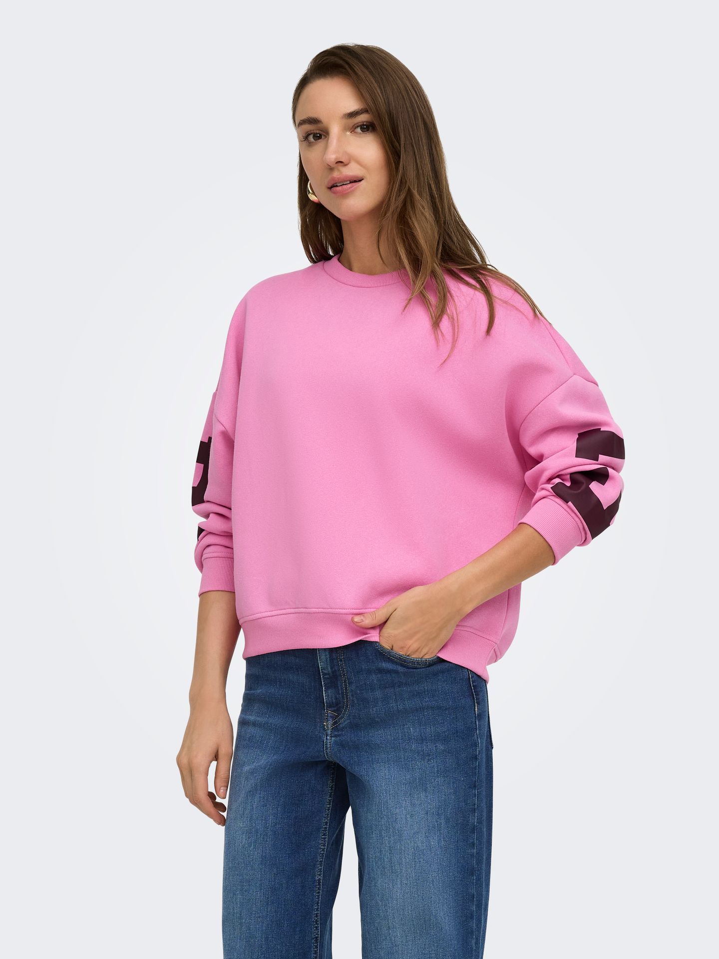 Only ONLSWEAT L/S BACK/SLEEVE PRINT SWT Fuchsia Pink/FIG FLORIDA PRINT 00116084-EKA26011400003786