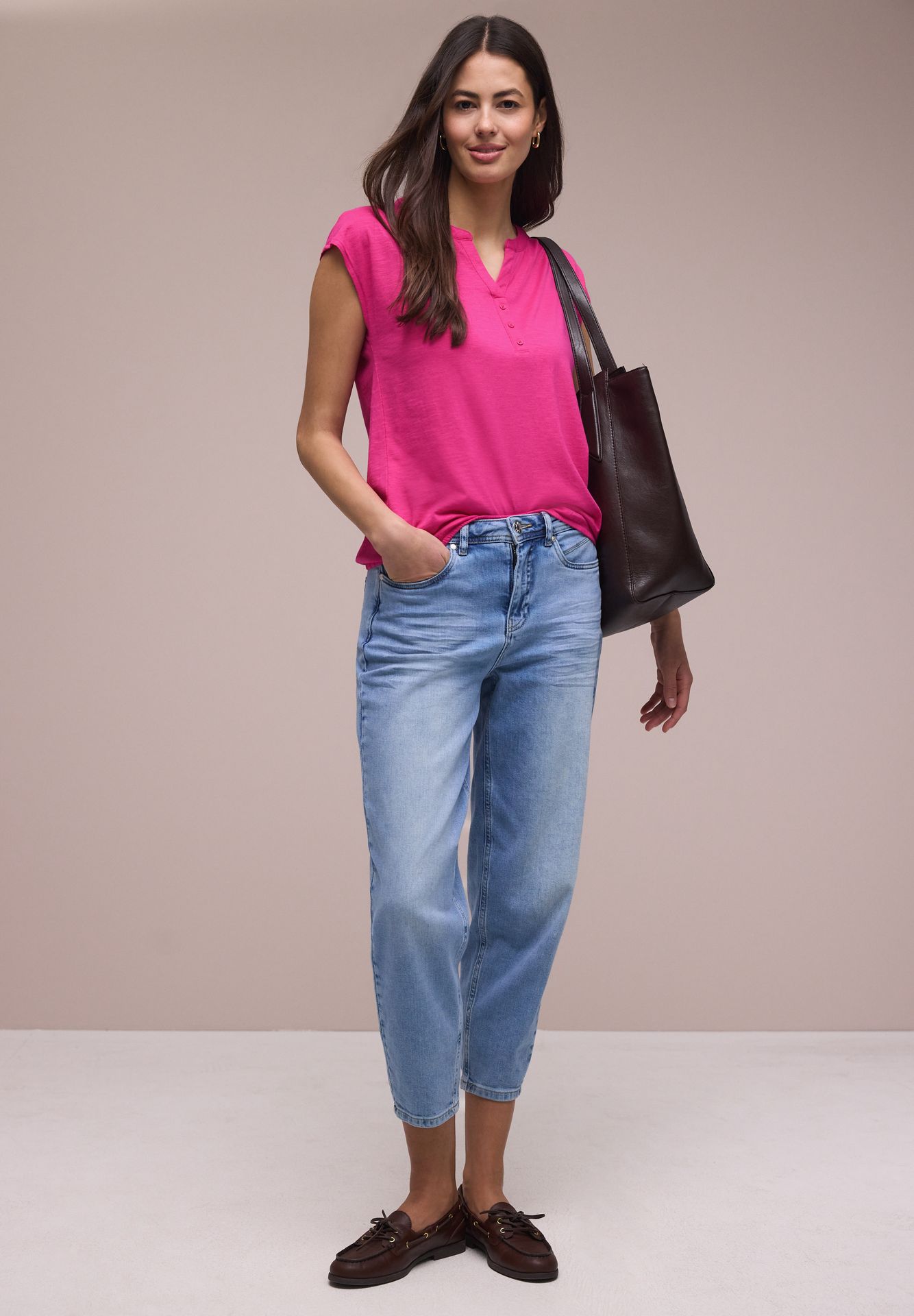 Street-One A325065 jersey shirt w.split neck magenta dream 2900161990036