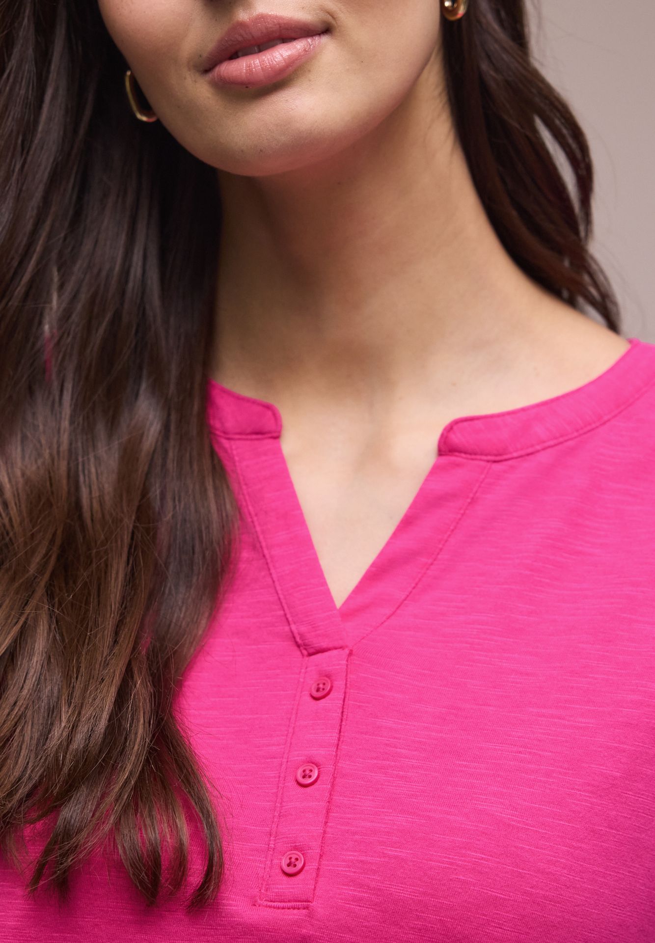 Street-One A325065 jersey shirt w.split neck magenta dream 2900161990036