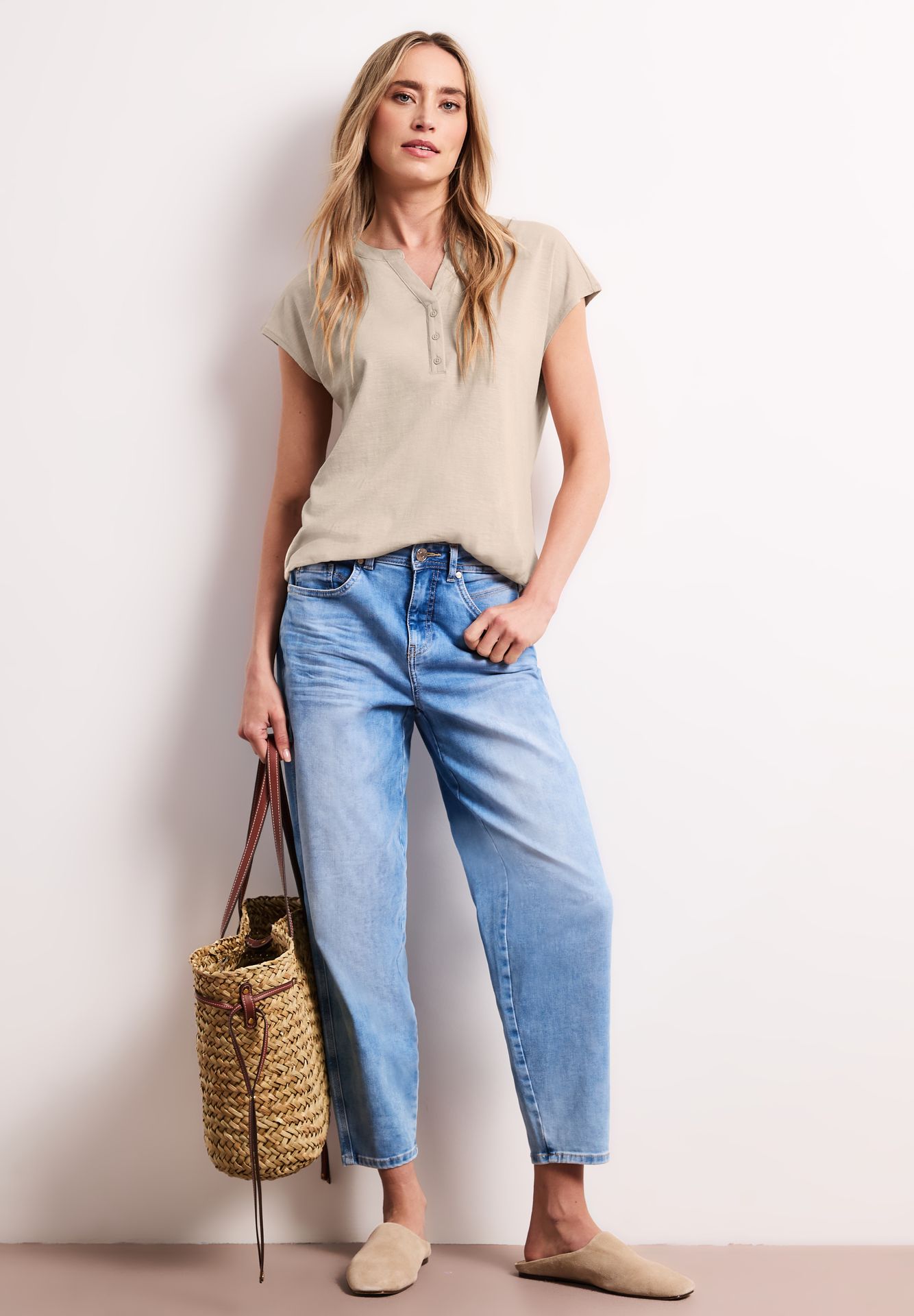 Street-One A325065 jersey shirt w.split neck clay sand 2900161992023