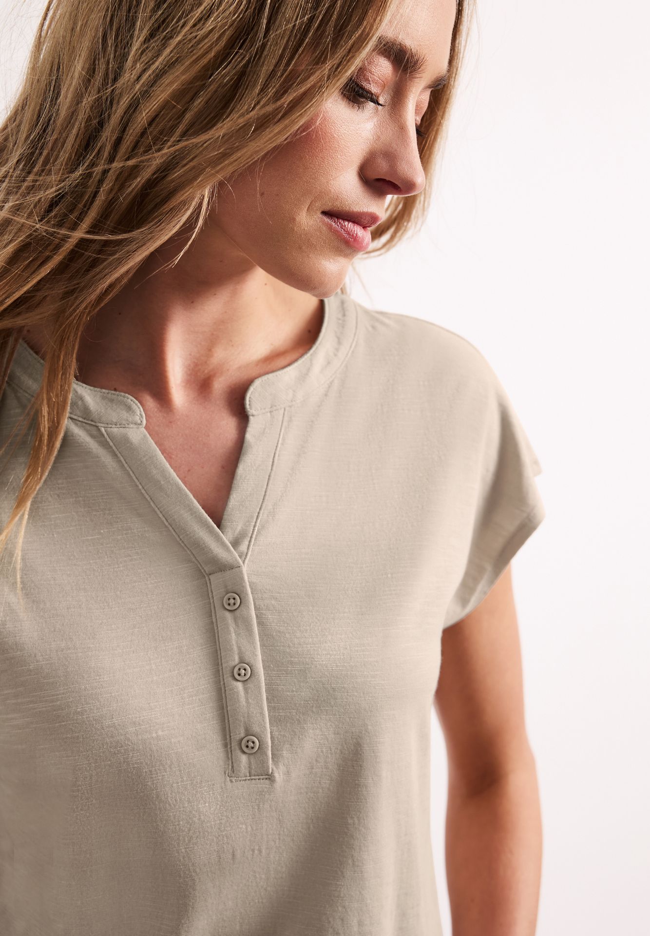 Street-One A325065 jersey shirt w.split neck clay sand 2900161992023