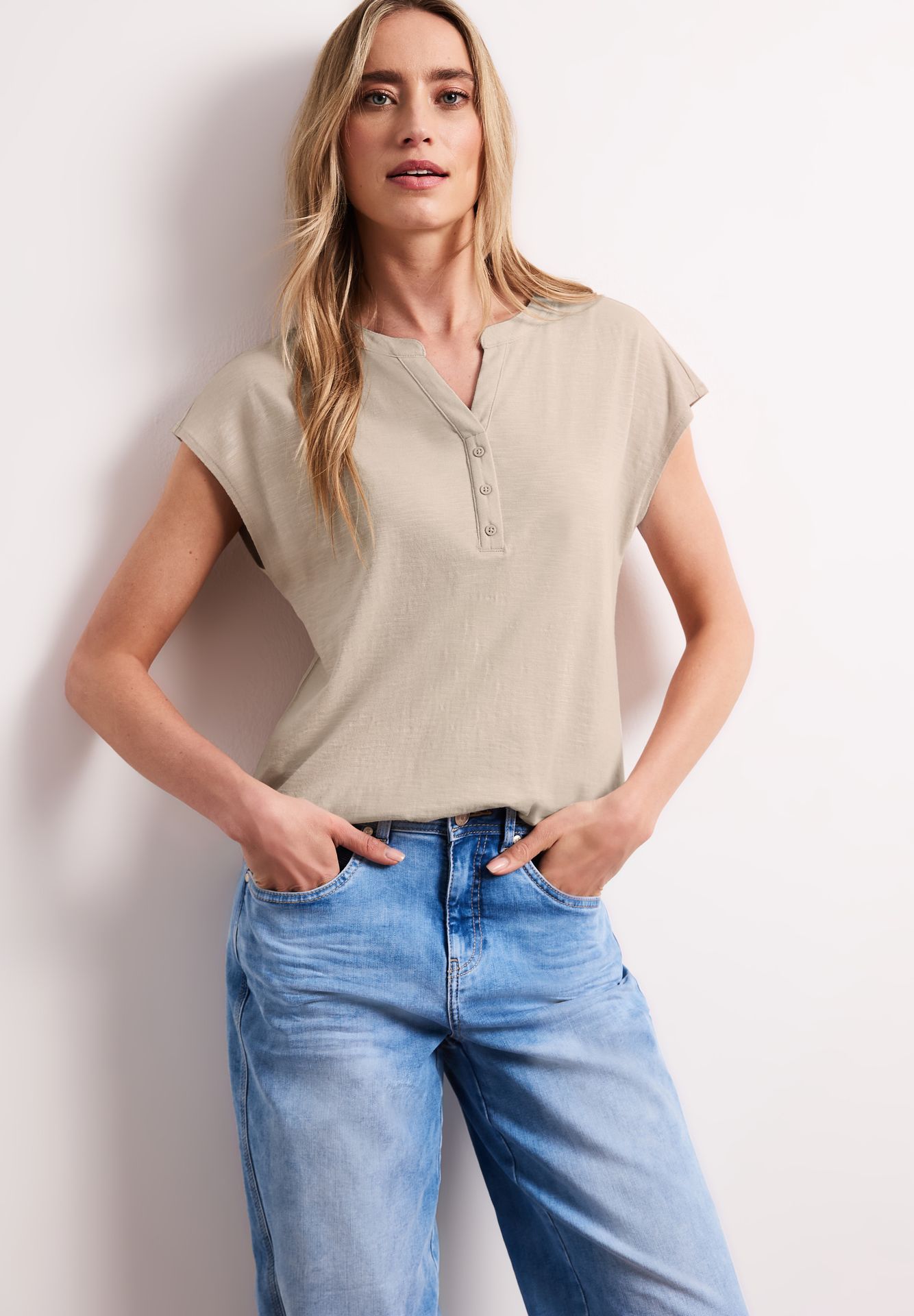 Street-One A325065 jersey shirt w.split neck clay sand 2900161992023