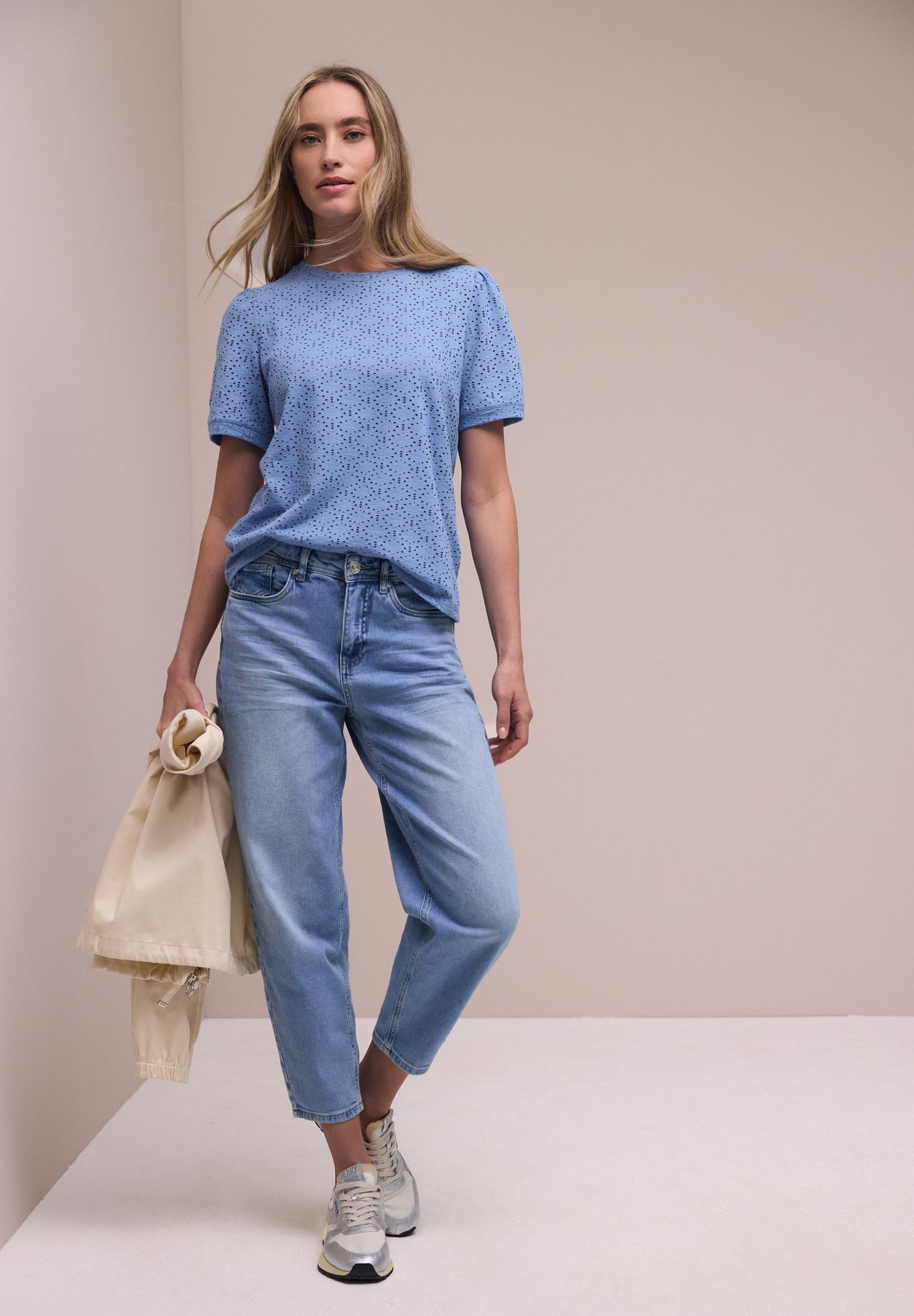 Street-One A325071 shirt w.cut out lace and pu drift blue 2900162006026