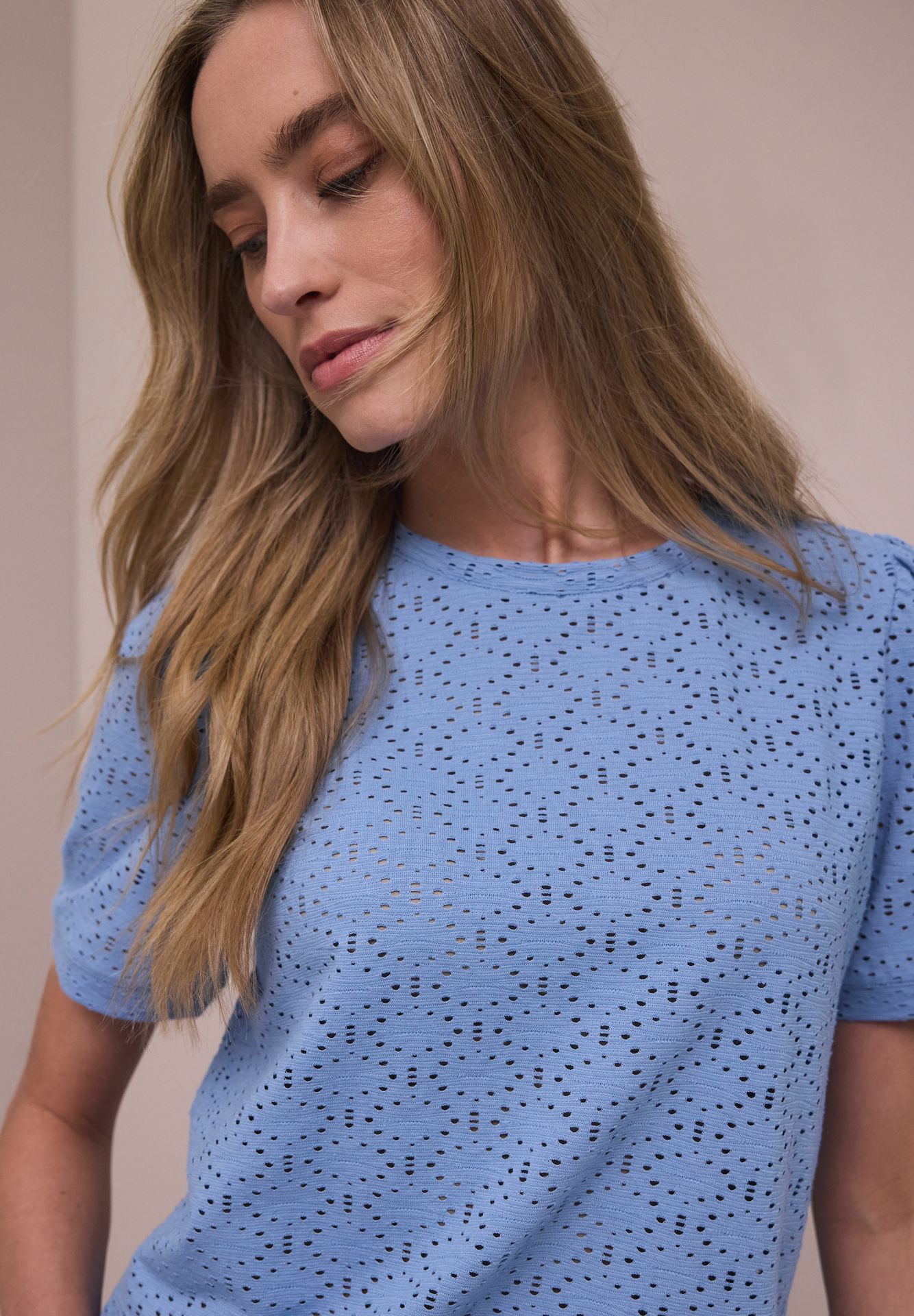 Street-One A325071 shirt w.cut out lace and pu drift blue 2900162006026