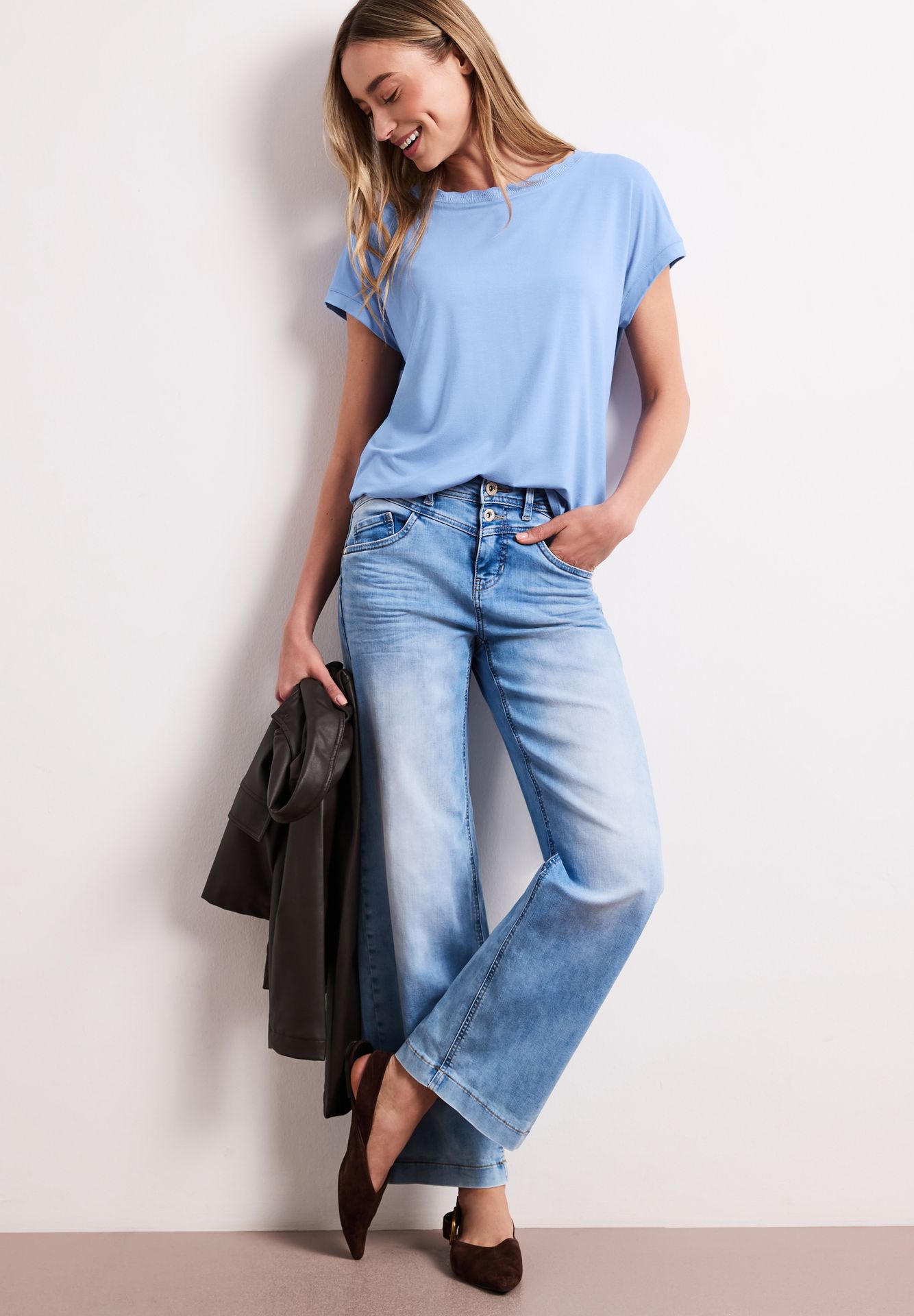 Street-One A325078 shirt w.deco neckline tape drift blue 2900162020046