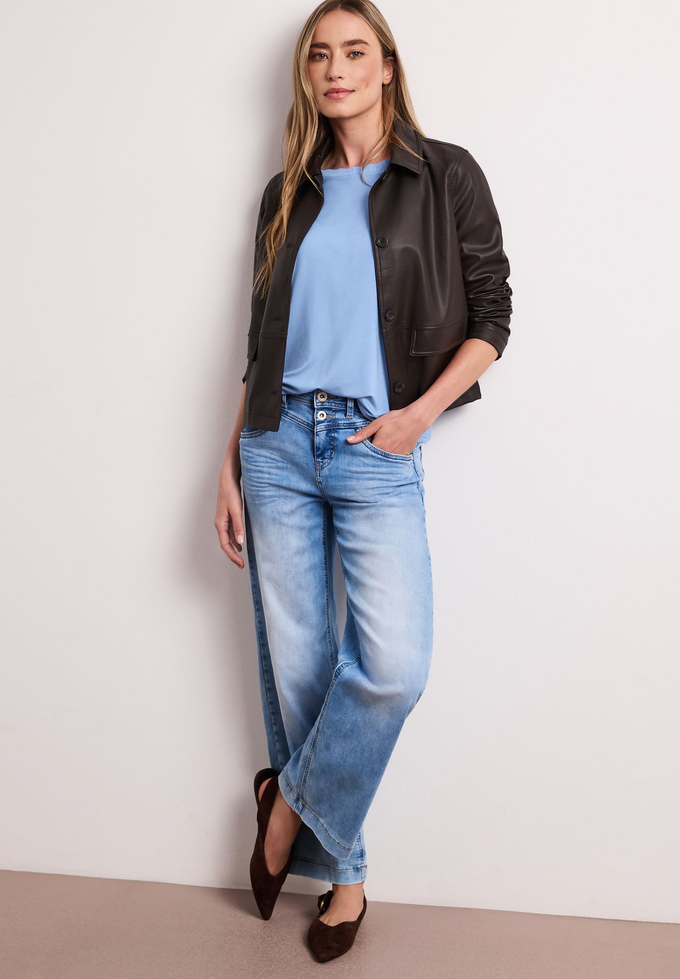 Street-One A325078 shirt w.deco neckline tape drift blue 2900162020046