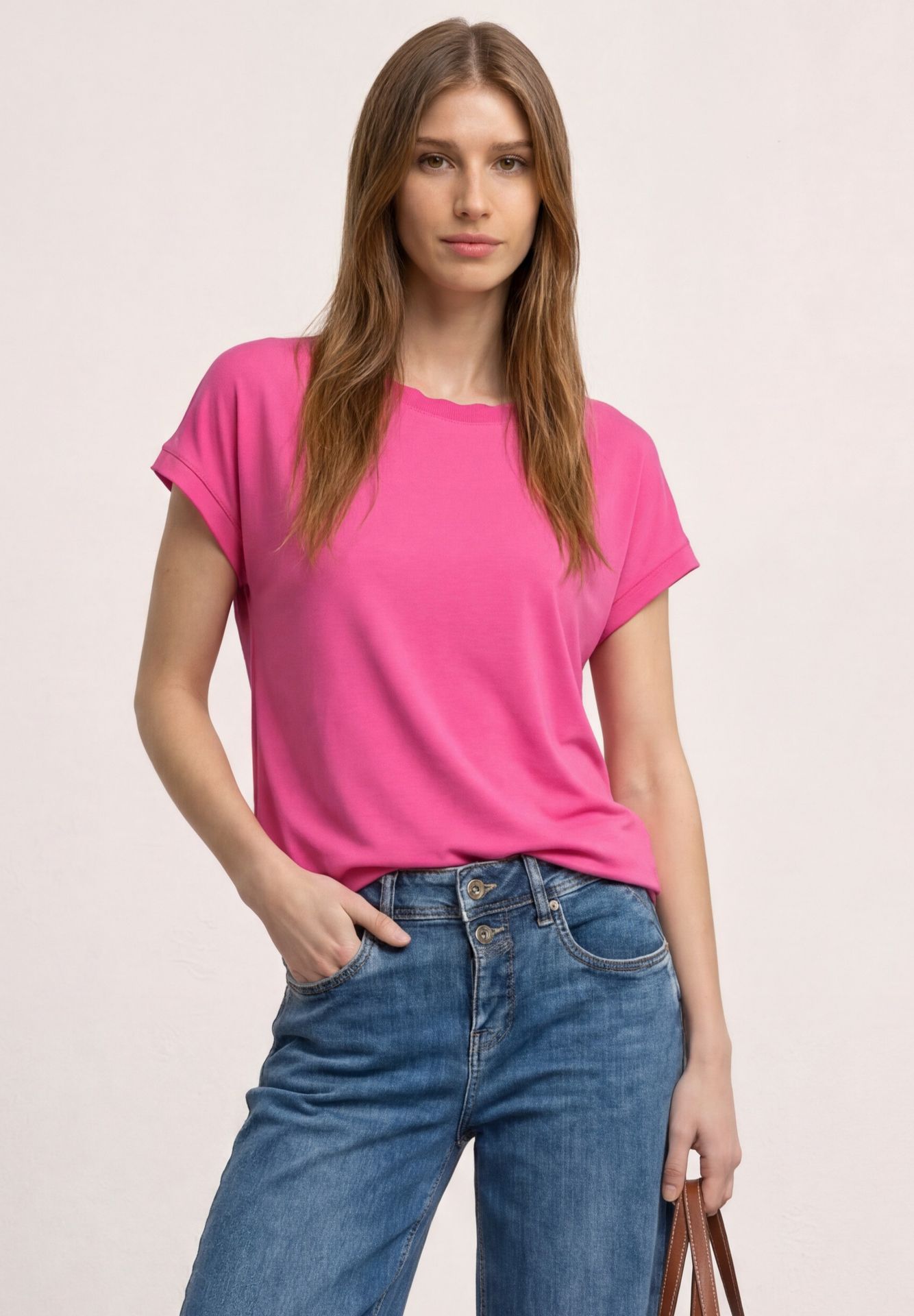 Street-One A325078 shirt w.deco neckline tape magenta dream 2900162019064