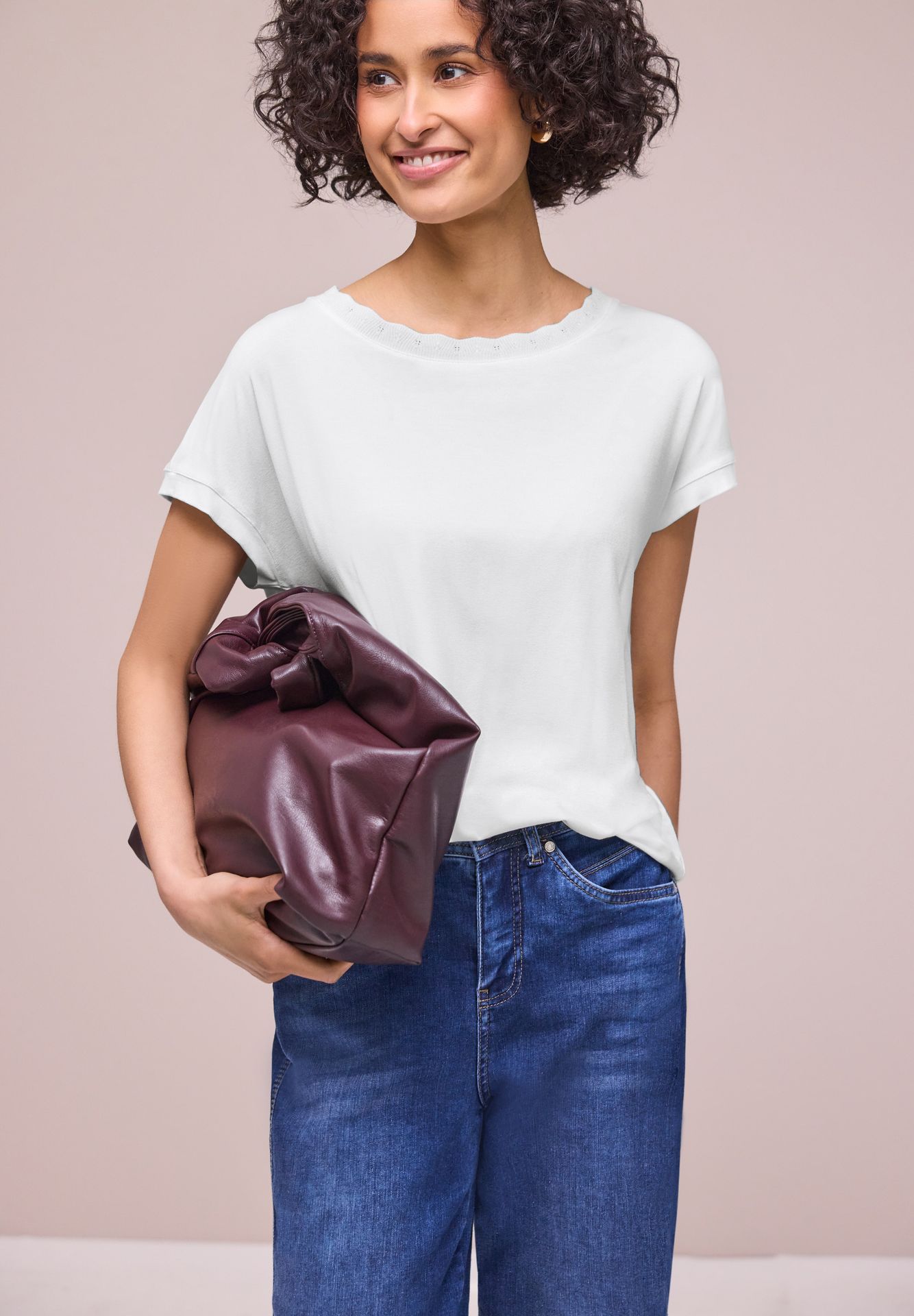 Street-One A325078 shirt w.deco neckline tape off white 2900162018067