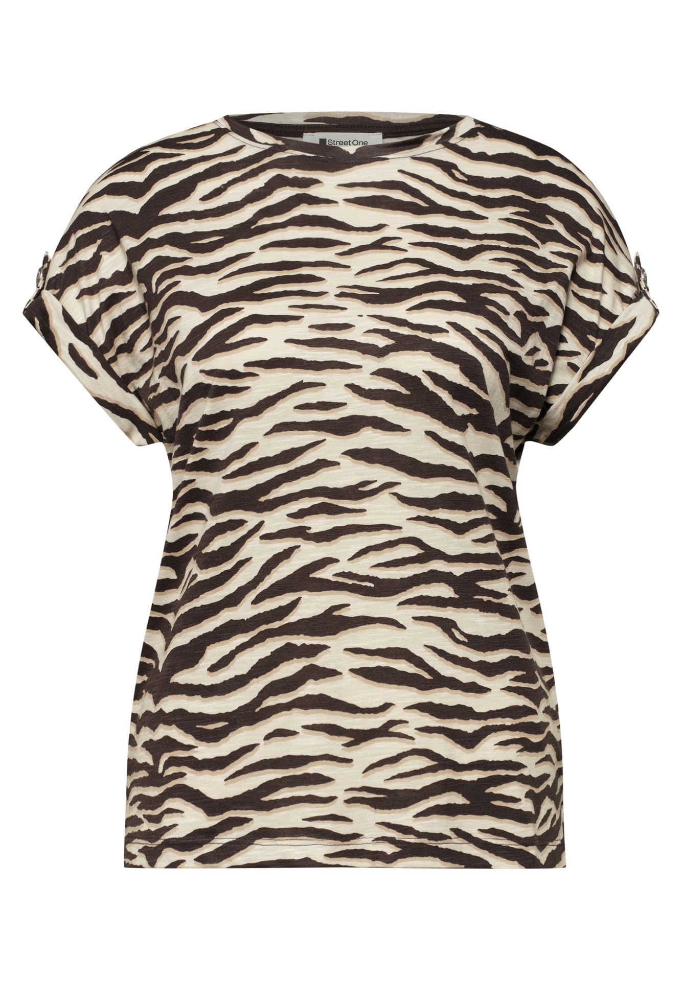 Street-One A325098 printed basic shirt w.deco espresso brown 00116141-EKA19000200000886