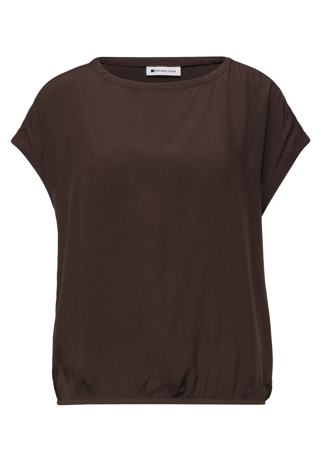 Street-One A346550 Roundneck shirtblouse w tap espresso brown 00116144-EKA19000200000886