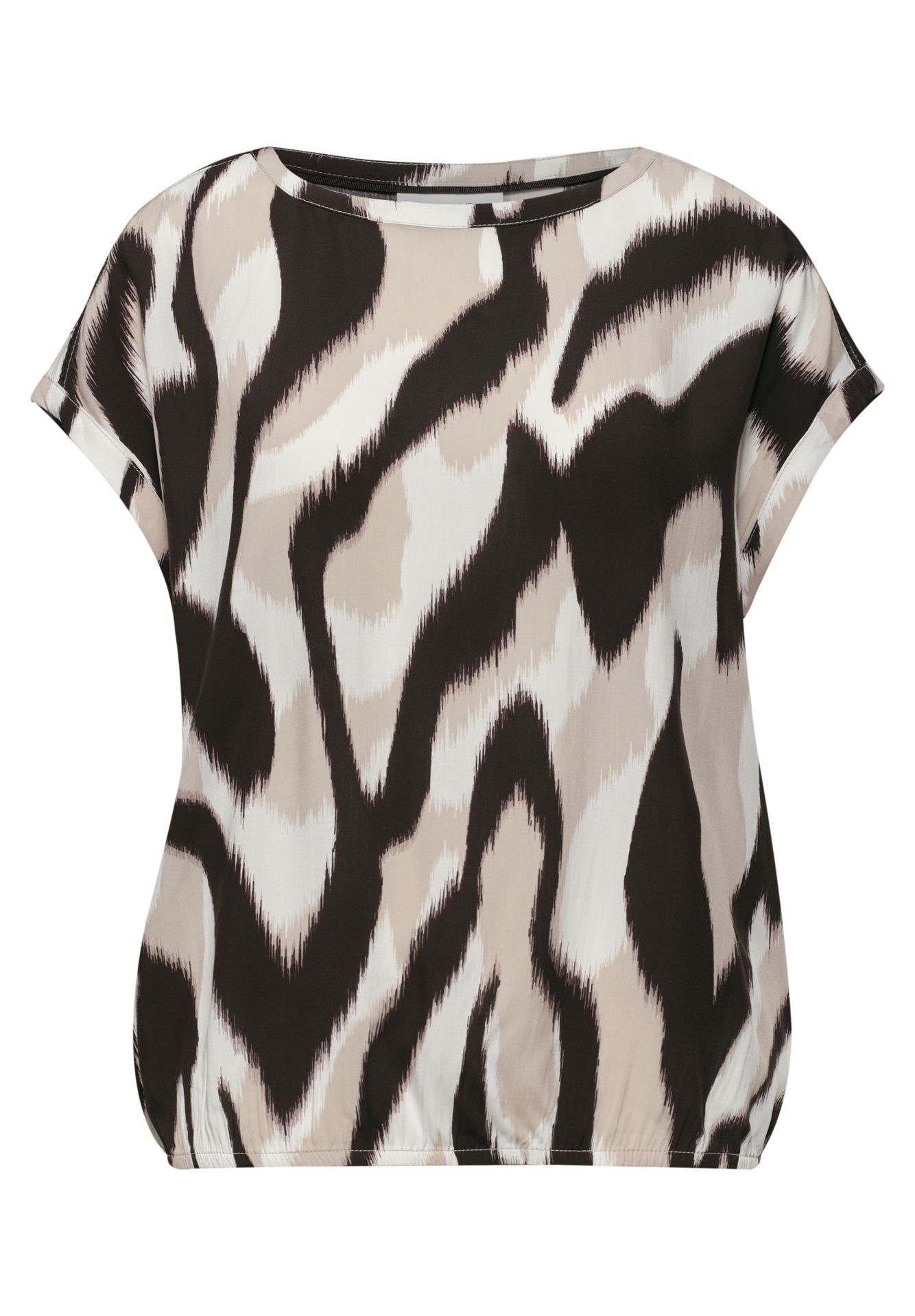 Street-One A346552 Roundneck shirtblouse w tap espresso brown 00116145-EKA19000200000886