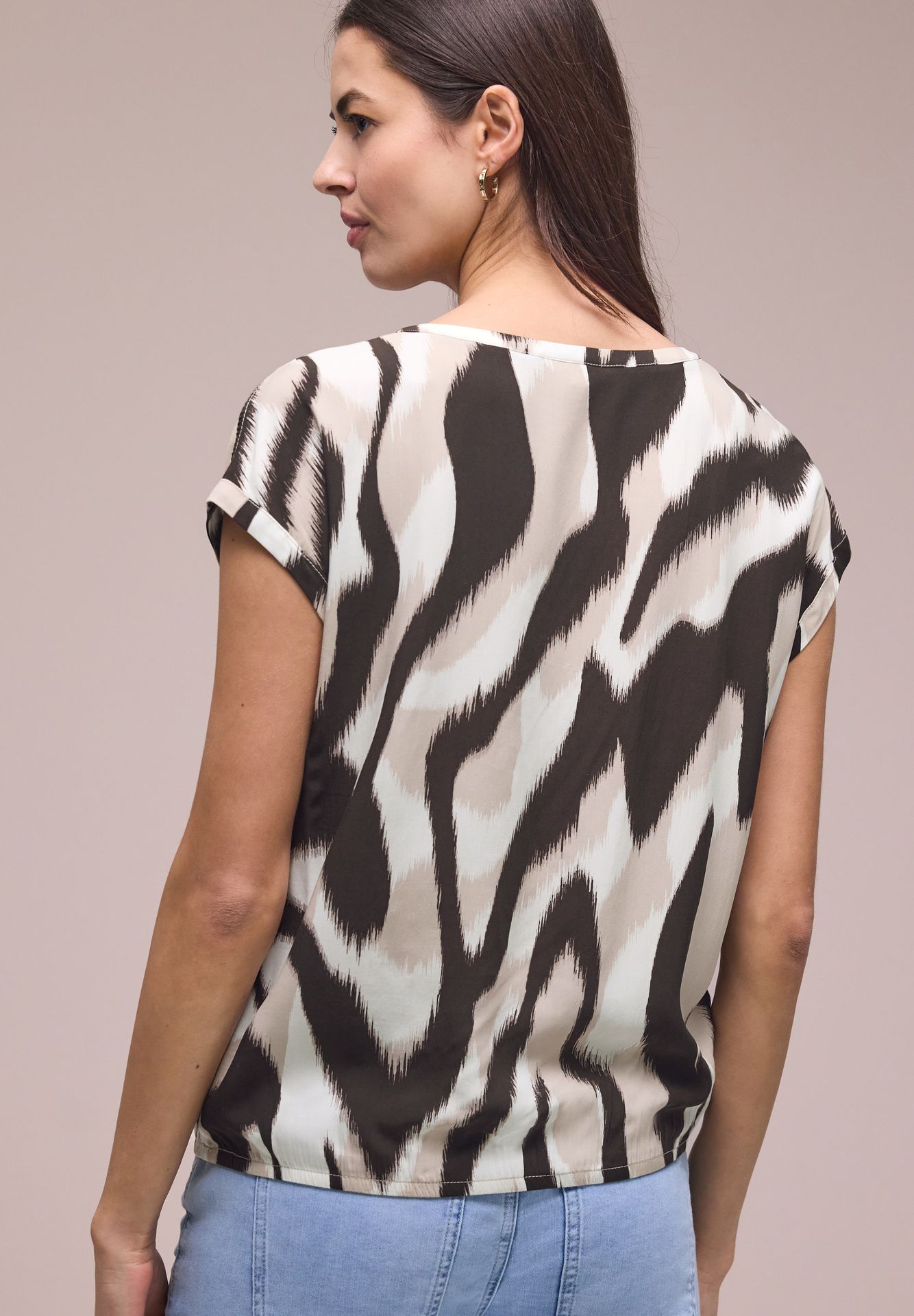 Street-One A346552 Roundneck shirtblouse w tap espresso brown 2900162055055