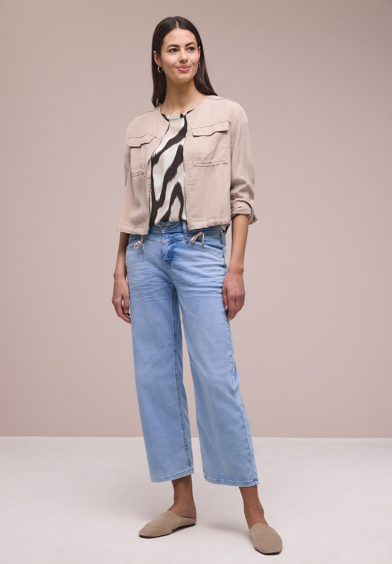 Street-One A346552 Roundneck shirtblouse w tap espresso brown 2900162055055