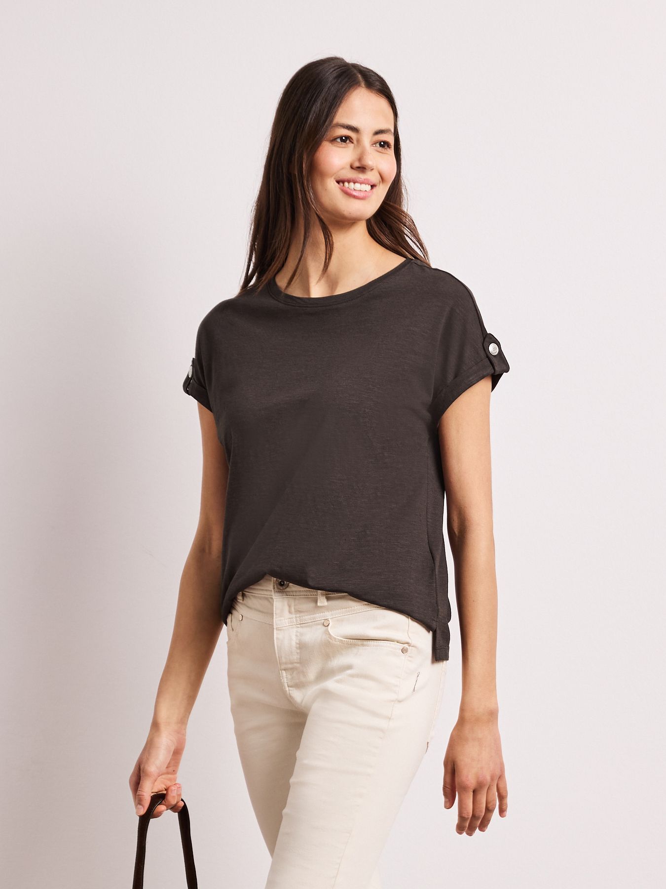 Street-One A325058 LTD QR basic shirt w.deco b espresso brown 2900162172059