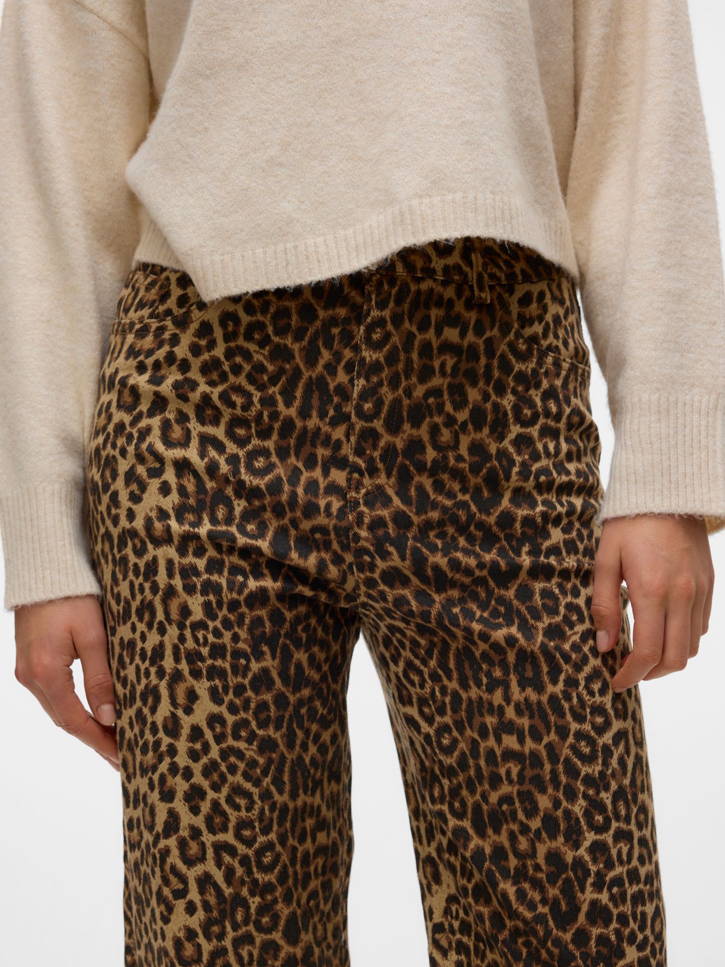 Vero Moda VMTESSA HR WIDE STRETCH AOP JEANS N Silver Mink/LEOPARD 2900162216036