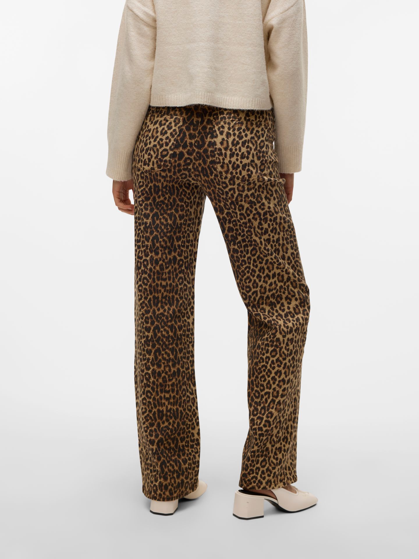 Vero Moda VMTESSA HR WIDE STRETCH AOP JEANS N Silver Mink/LEOPARD 2900162216036