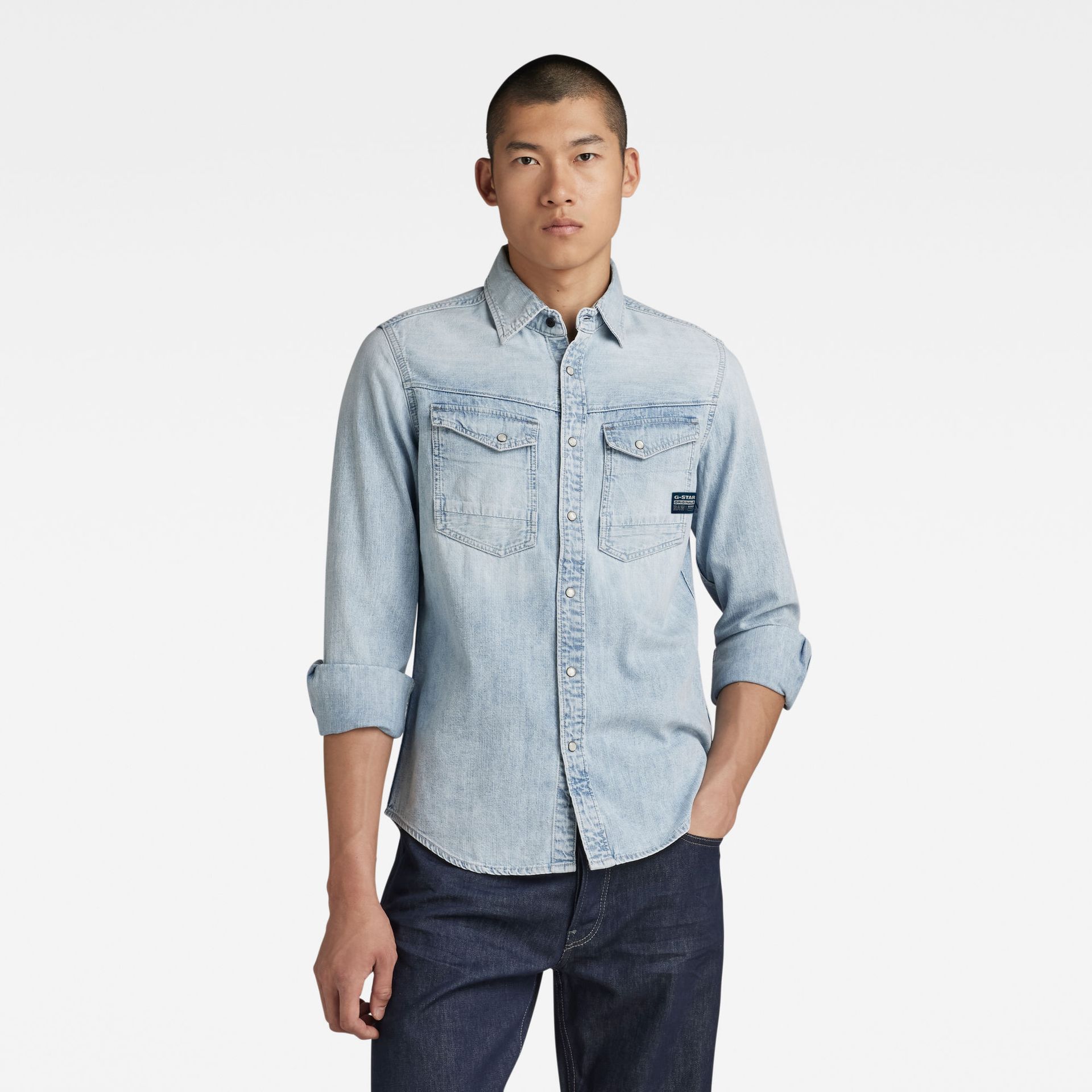 G-star Raw Dakota slim shirt l\s G342 sun faded blue mist 00116233-EKA07001300000243