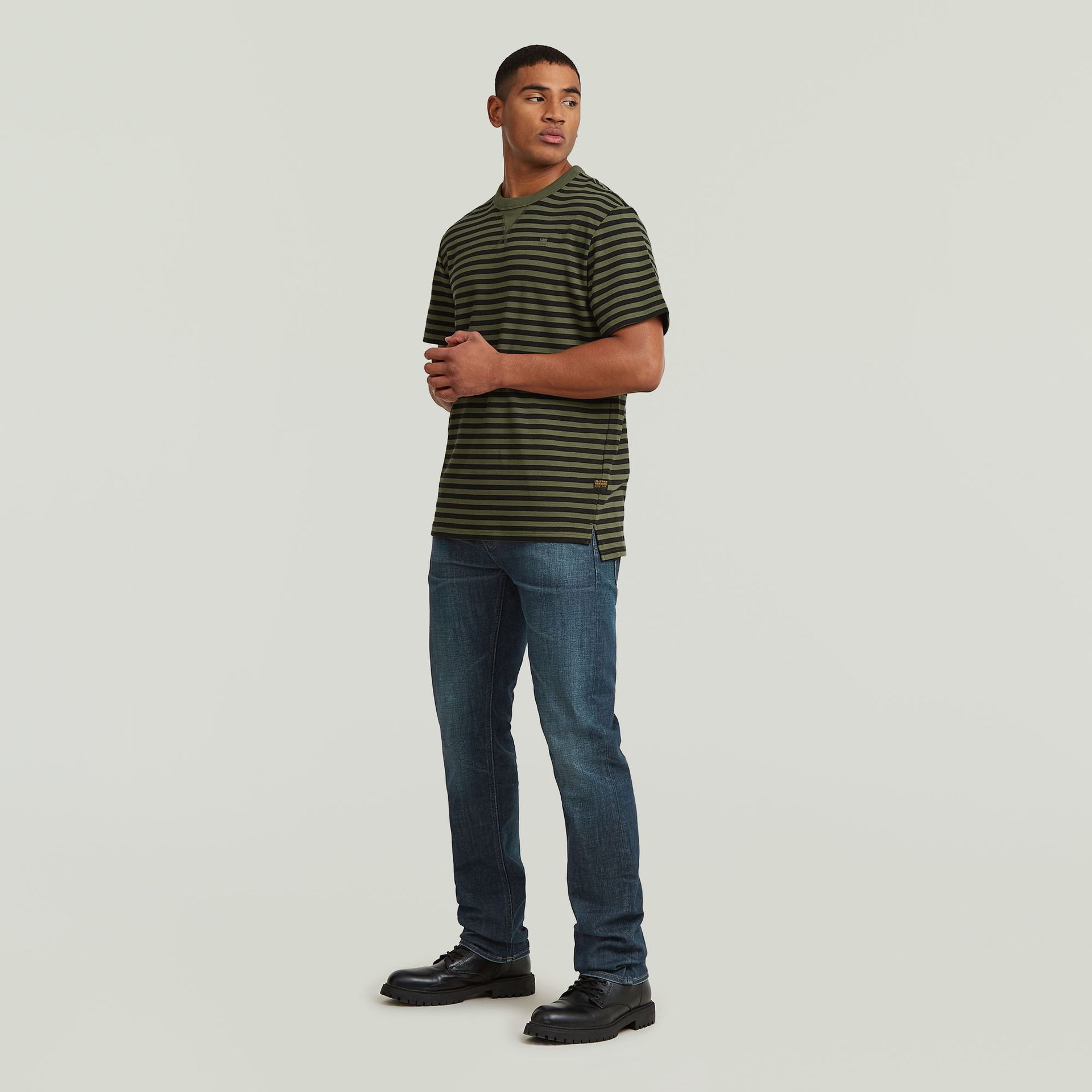 G-star Raw Nifous stripe r t J035 four leaf clover/dk black stripe 2900162236065